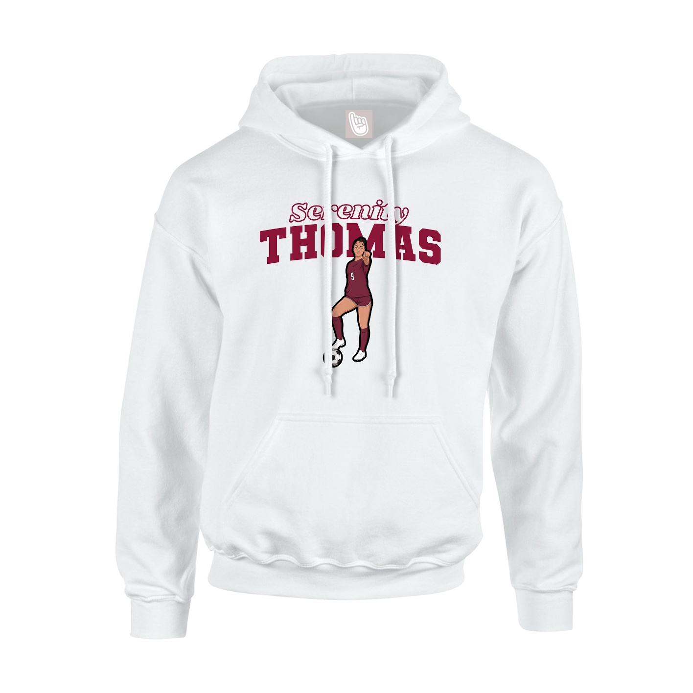 Youth Hoodie — Name Arch in White
