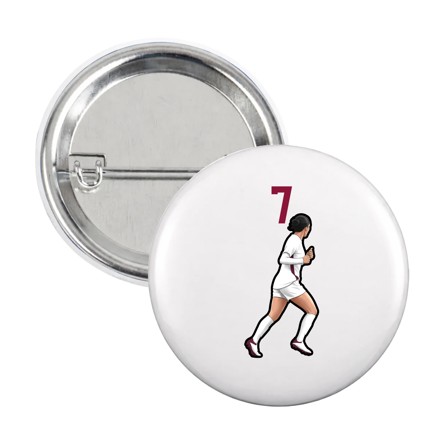 Game Day Button — Number Top in White