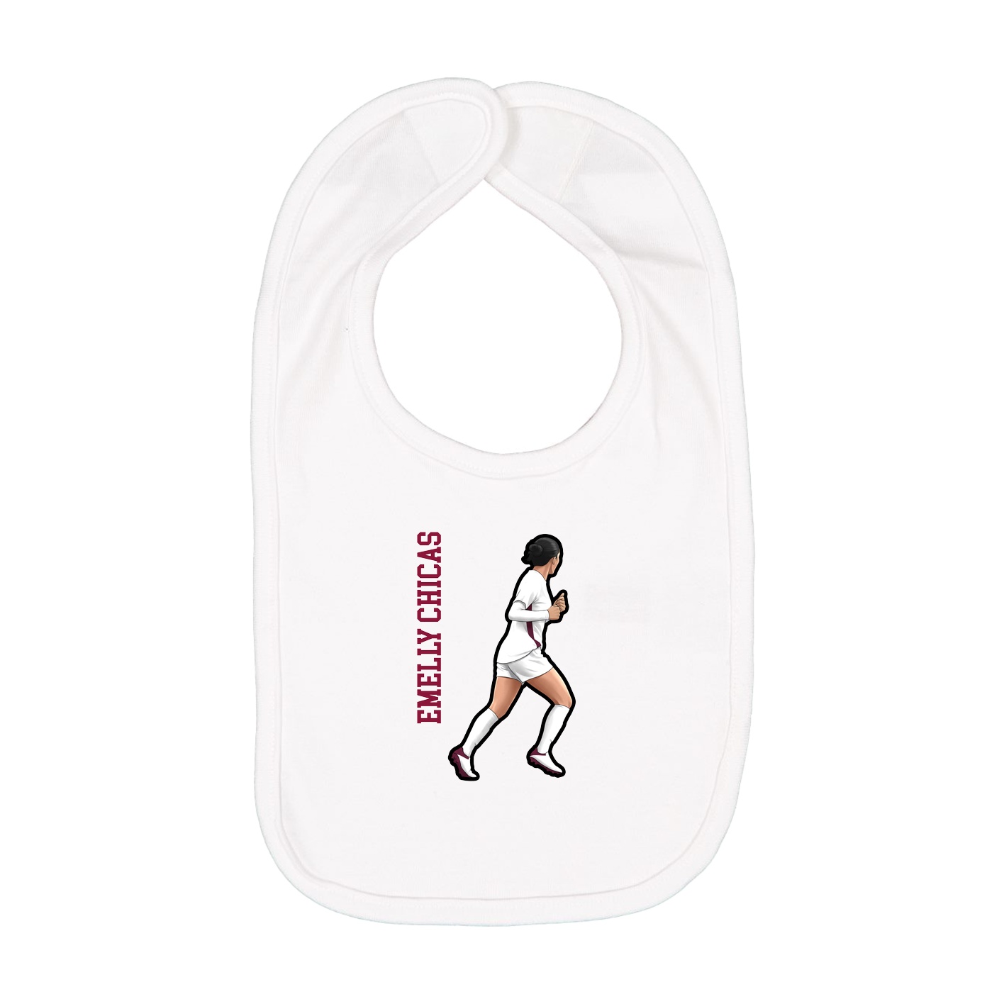 Infant Bib — Name Vertical in White