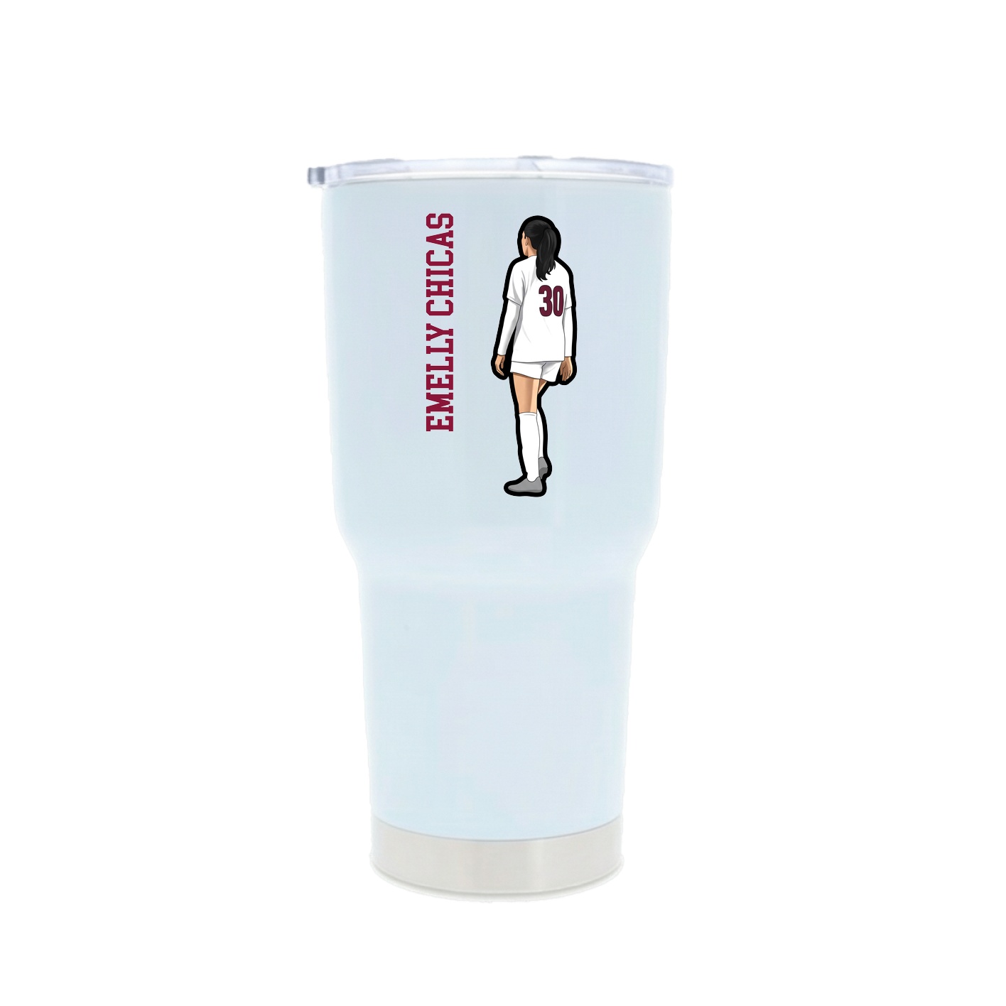 30oz Stainless Steel Tumbler — Name Vertical in White