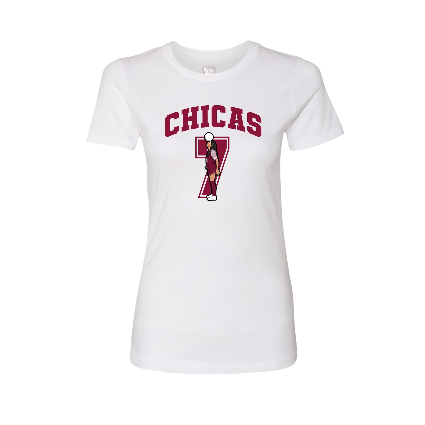 Fitted Women's Tee — Number in White