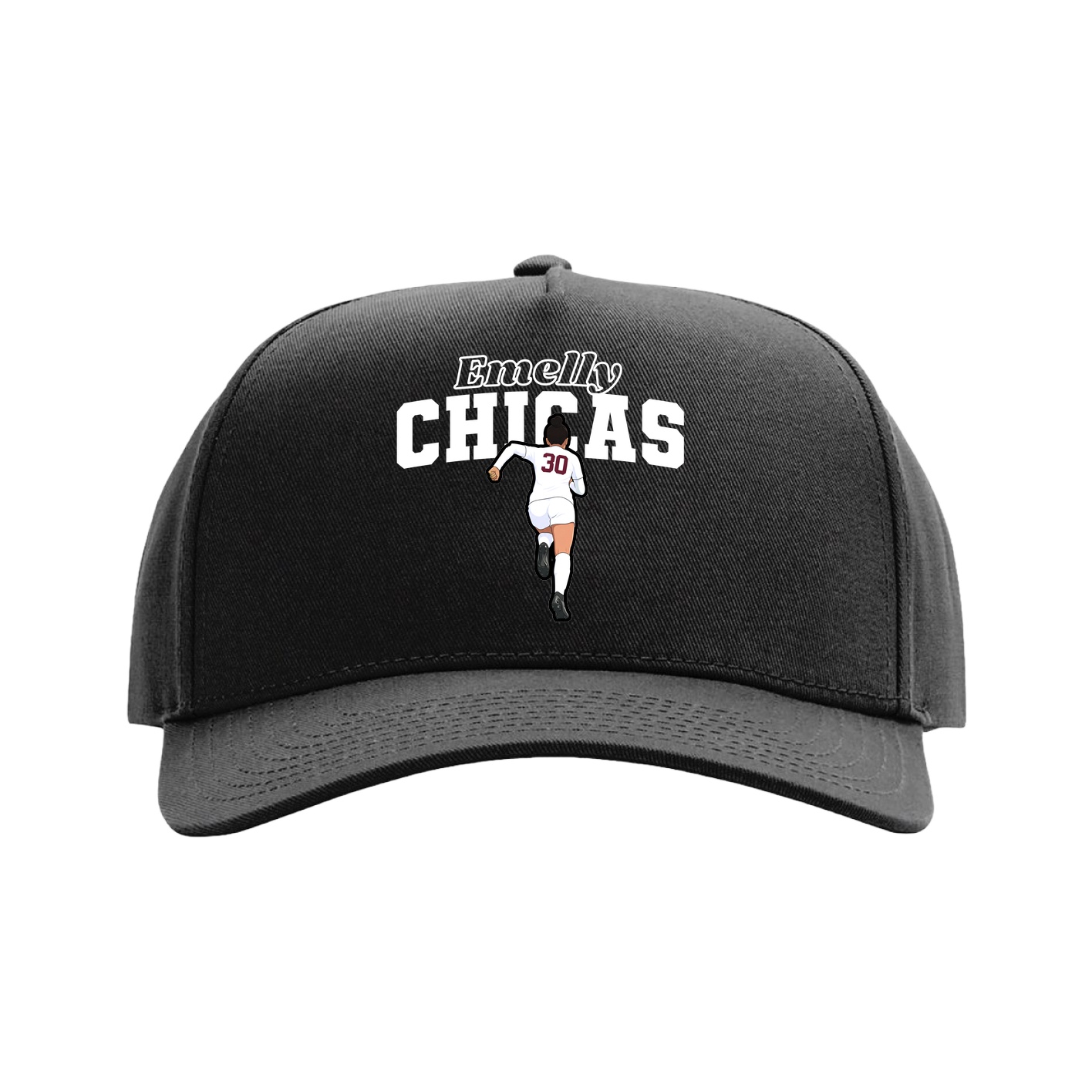 Full Fabric Five-Panel Champ Cap — Name Arch in Black