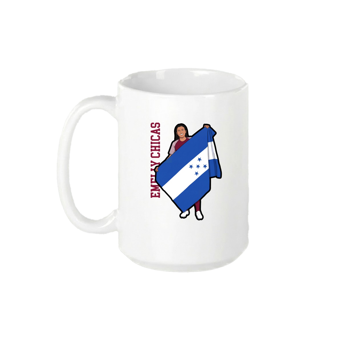 15oz Coffee Mug — Name Vertical in White