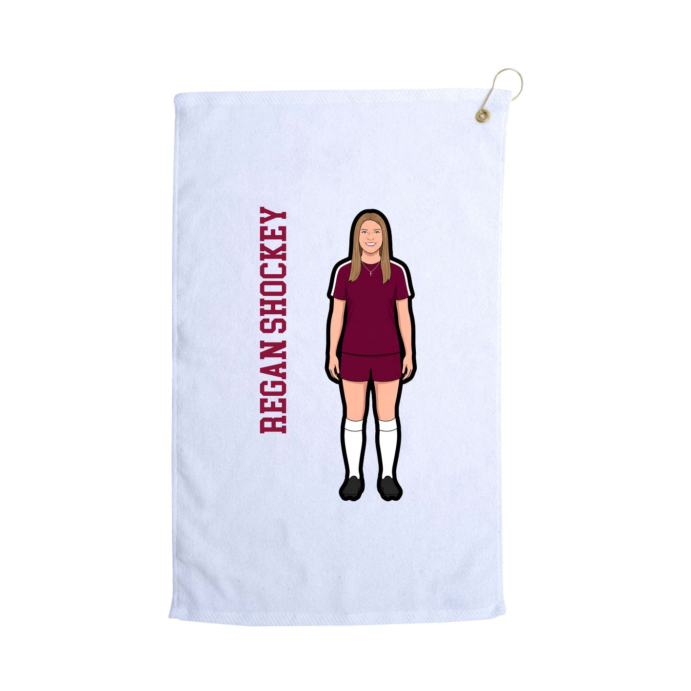 Golf Towel — Name Vertical in White