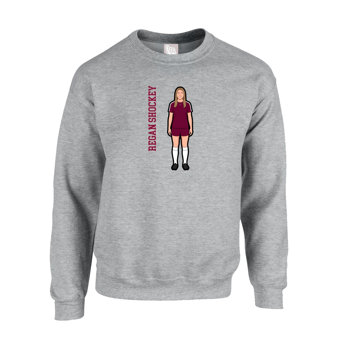 Fleece Crew — Name Vertical in Grey