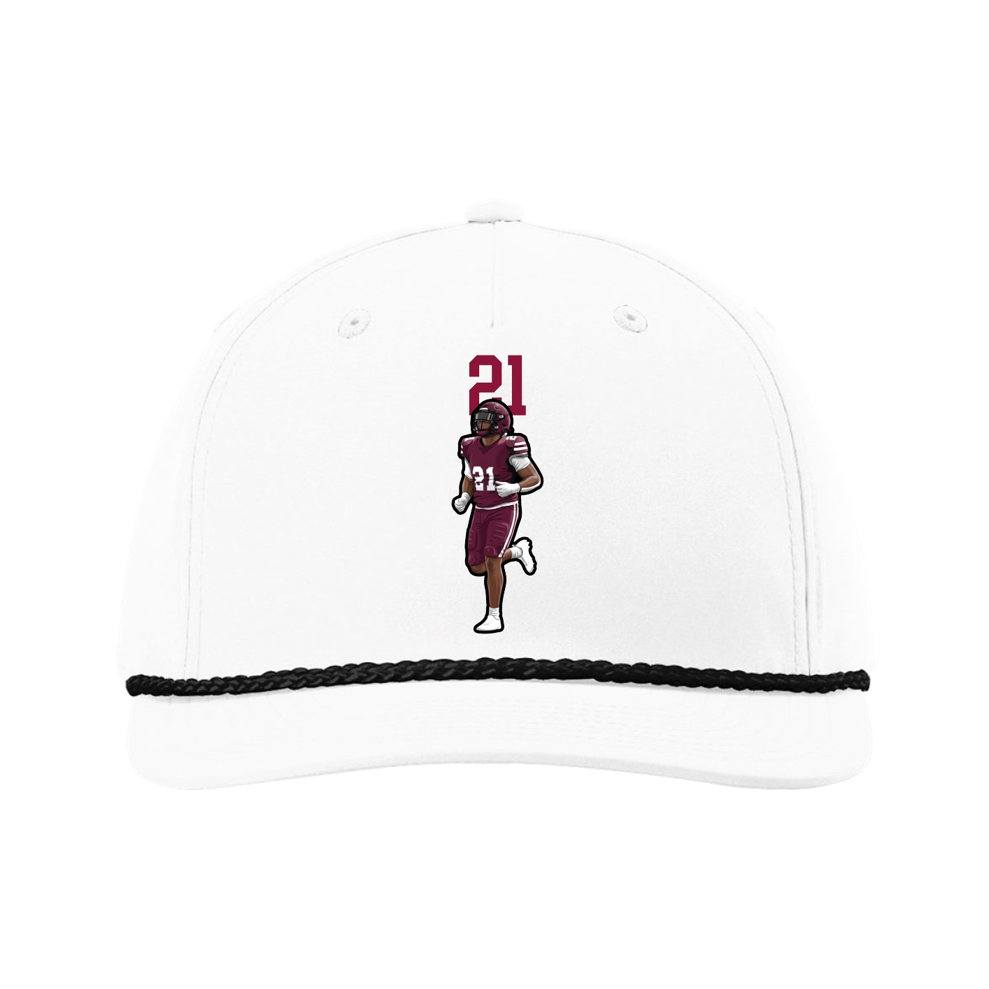 Five-Panel Classic Rope Cap — Number Top in White