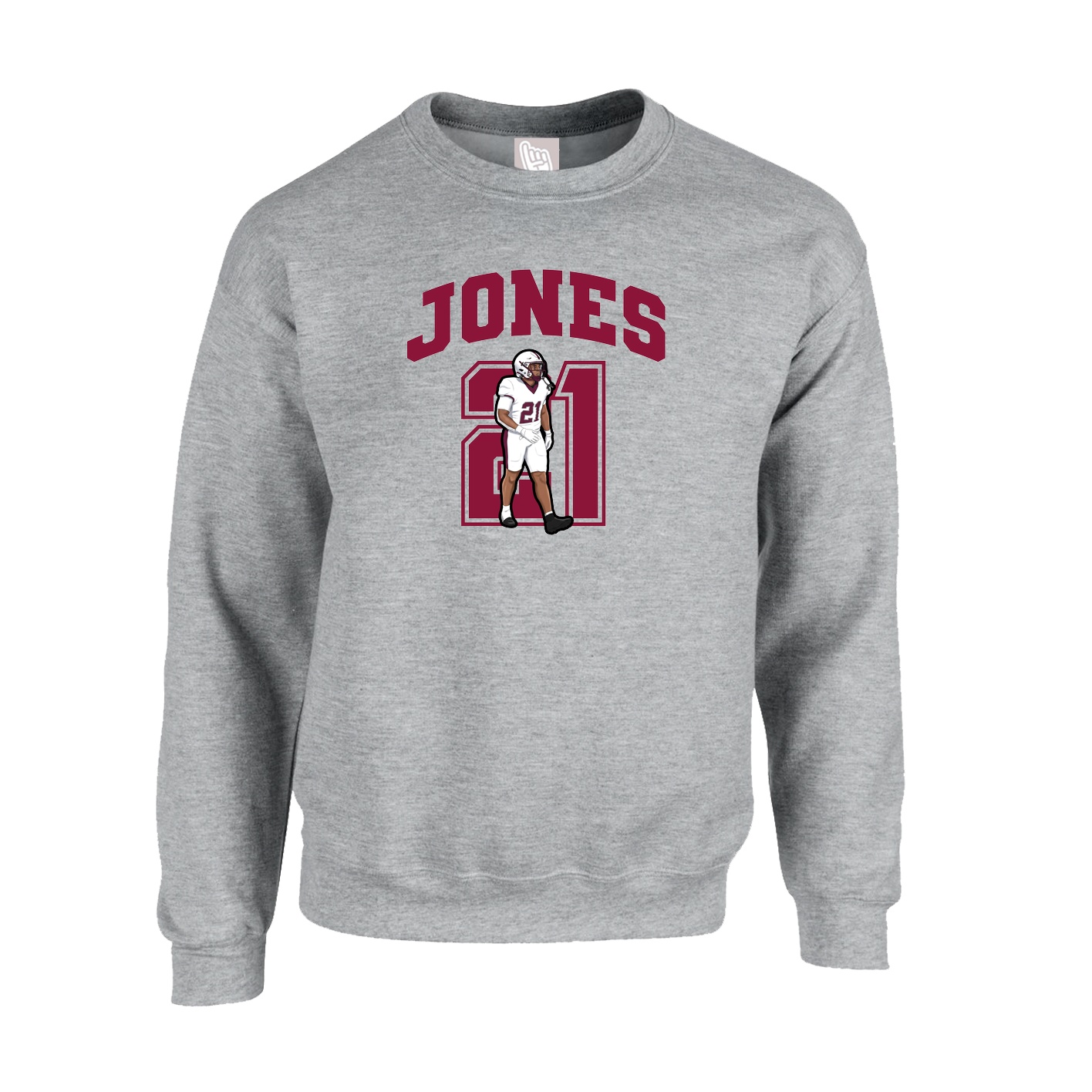 Fleece Crew — Number in Grey