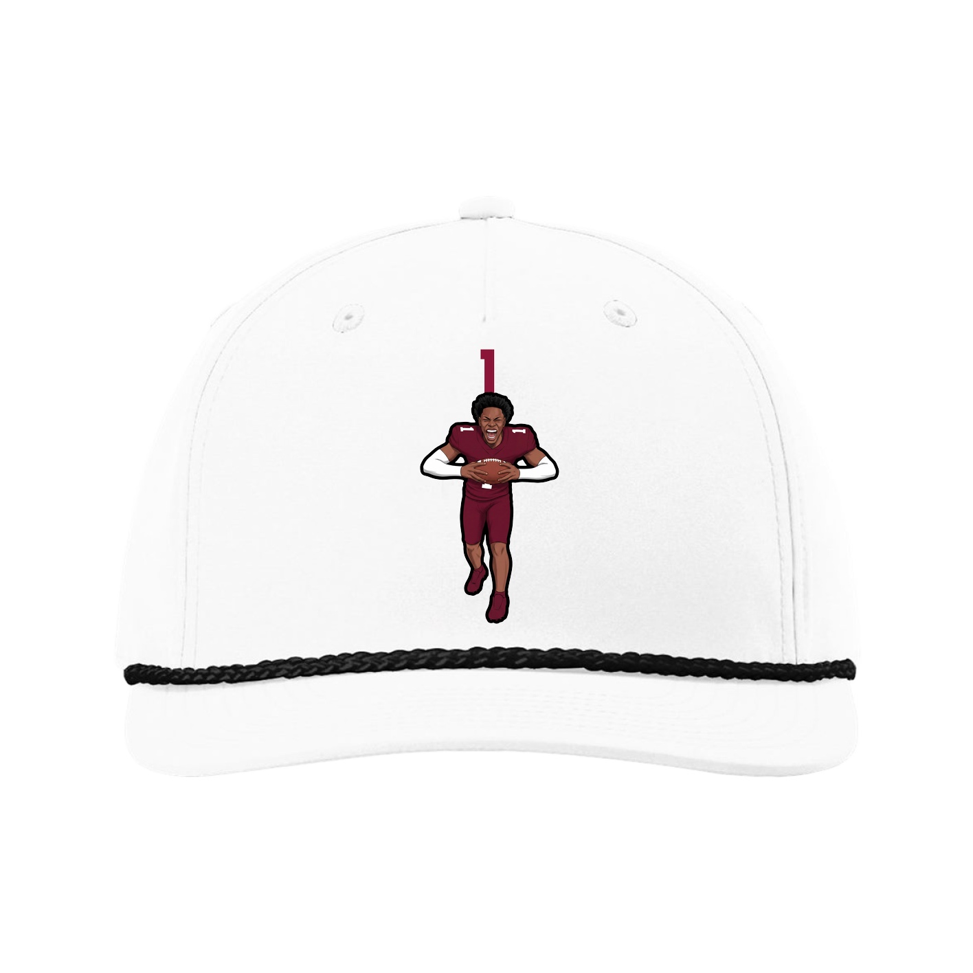 Five-Panel Classic Rope Cap — Number Top in White