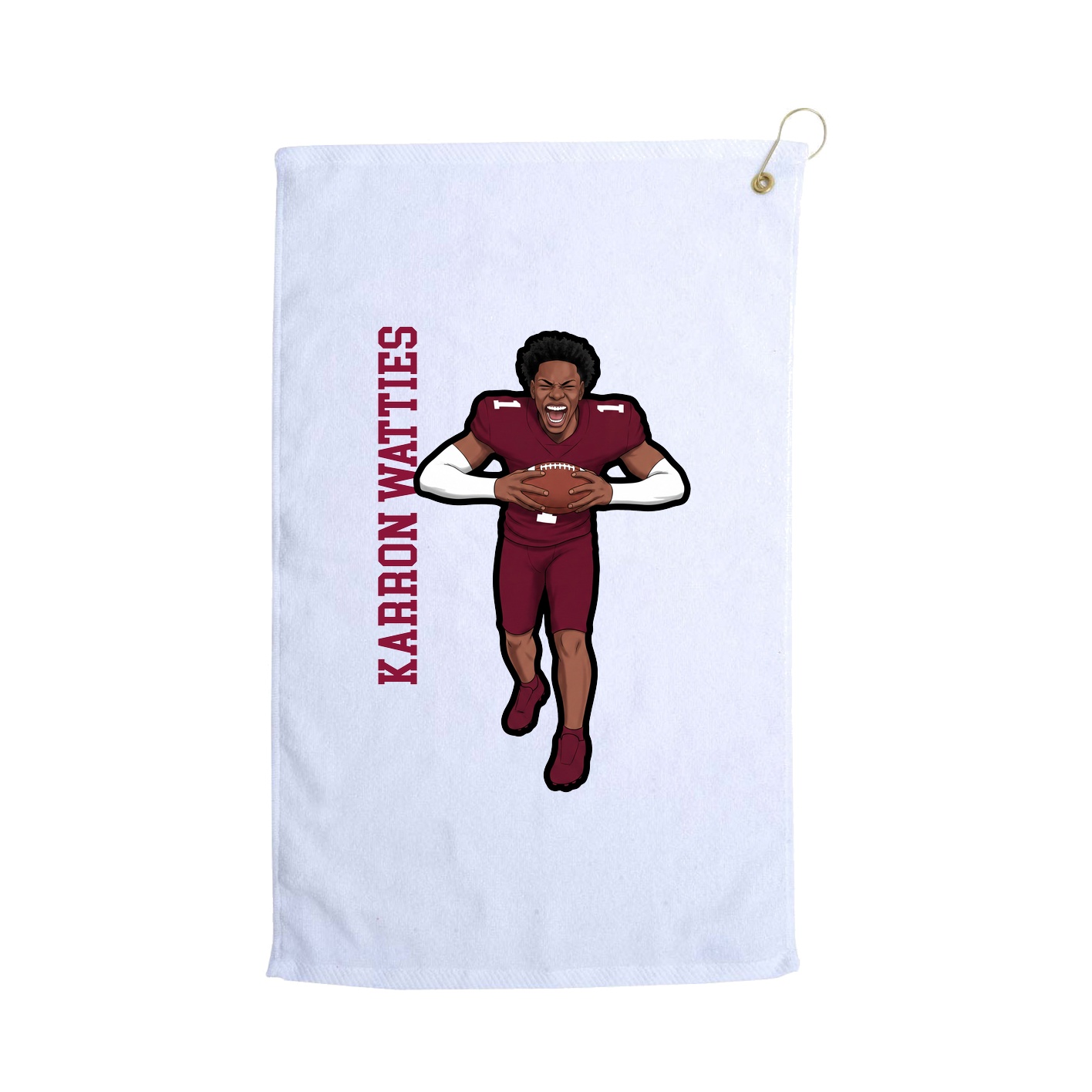 Golf Towel — Name Vertical in White