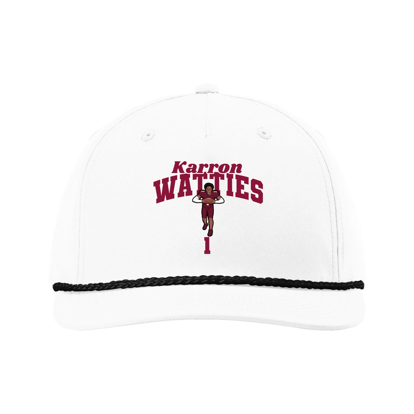 Five-Panel Classic Rope Cap — Signature Arch in White