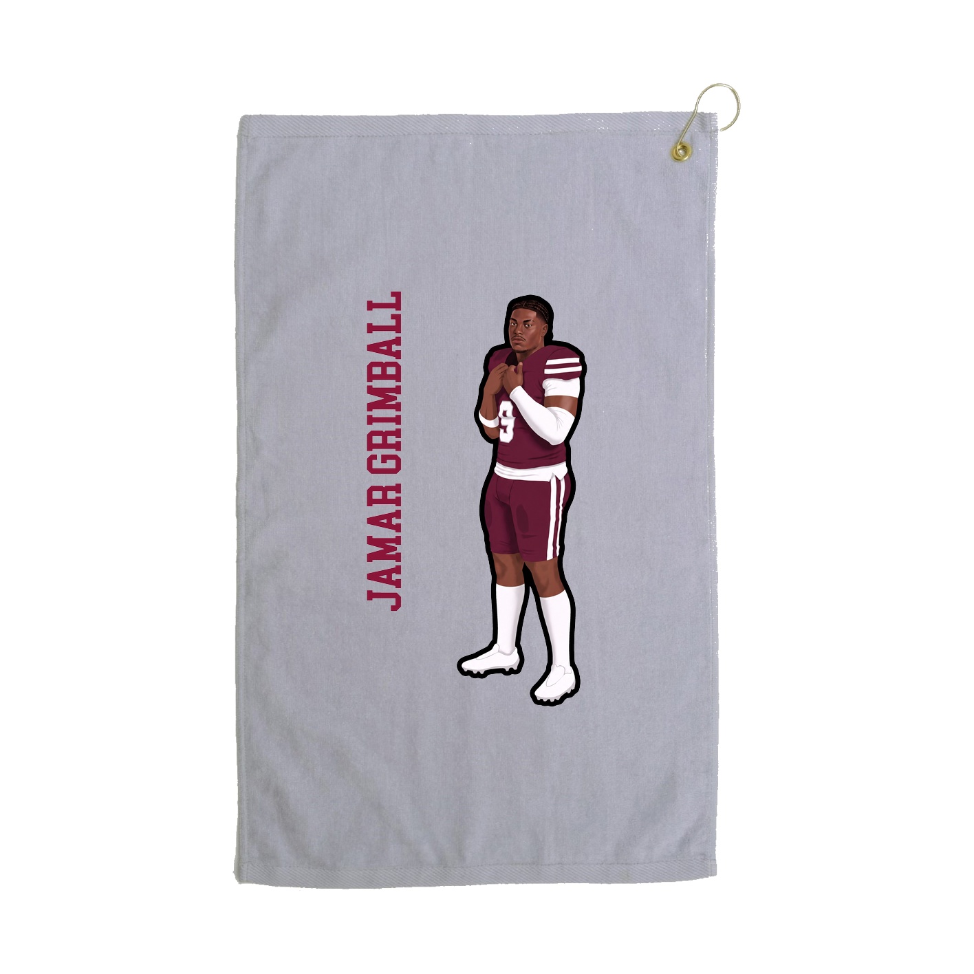 Golf Towel — Name Vertical in Grey