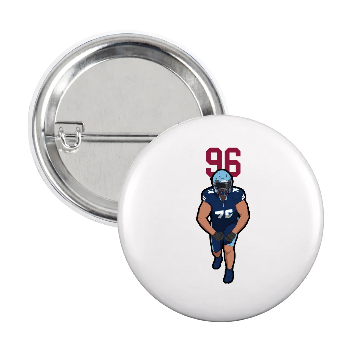 Game Day Button — Number Top in White