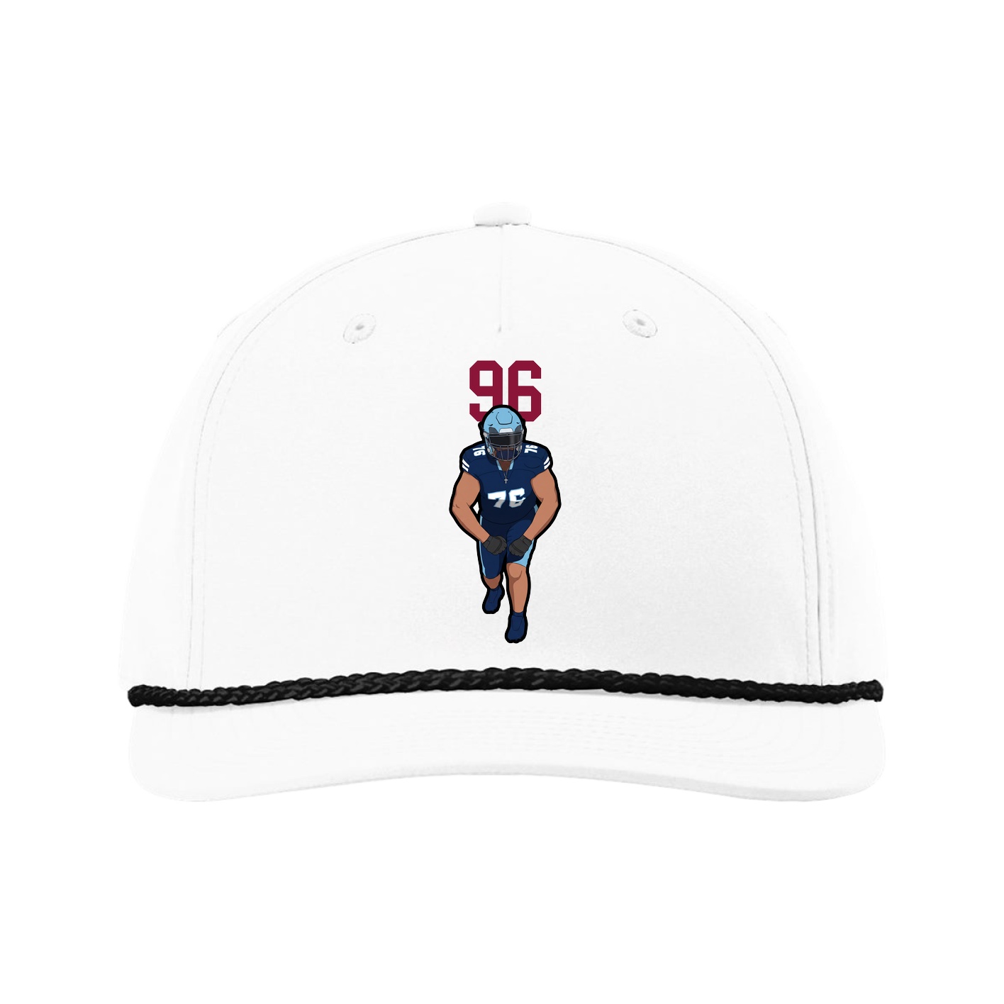 Five-Panel Classic Rope Cap — Number Top in White