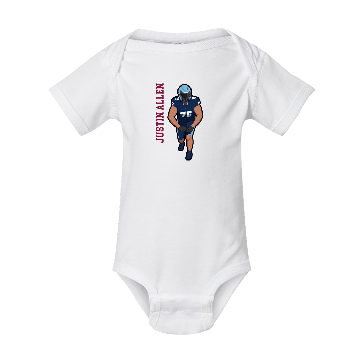 Baby Onesie — Name Vertical in White
