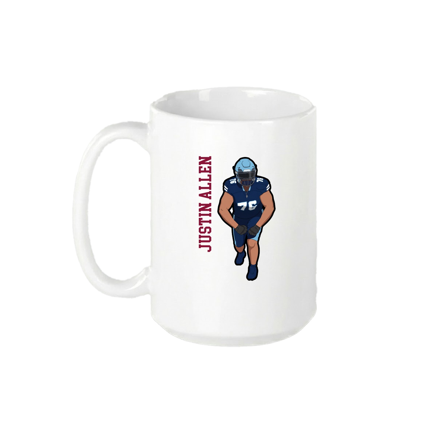 15oz Coffee Mug — Name Vertical in White
