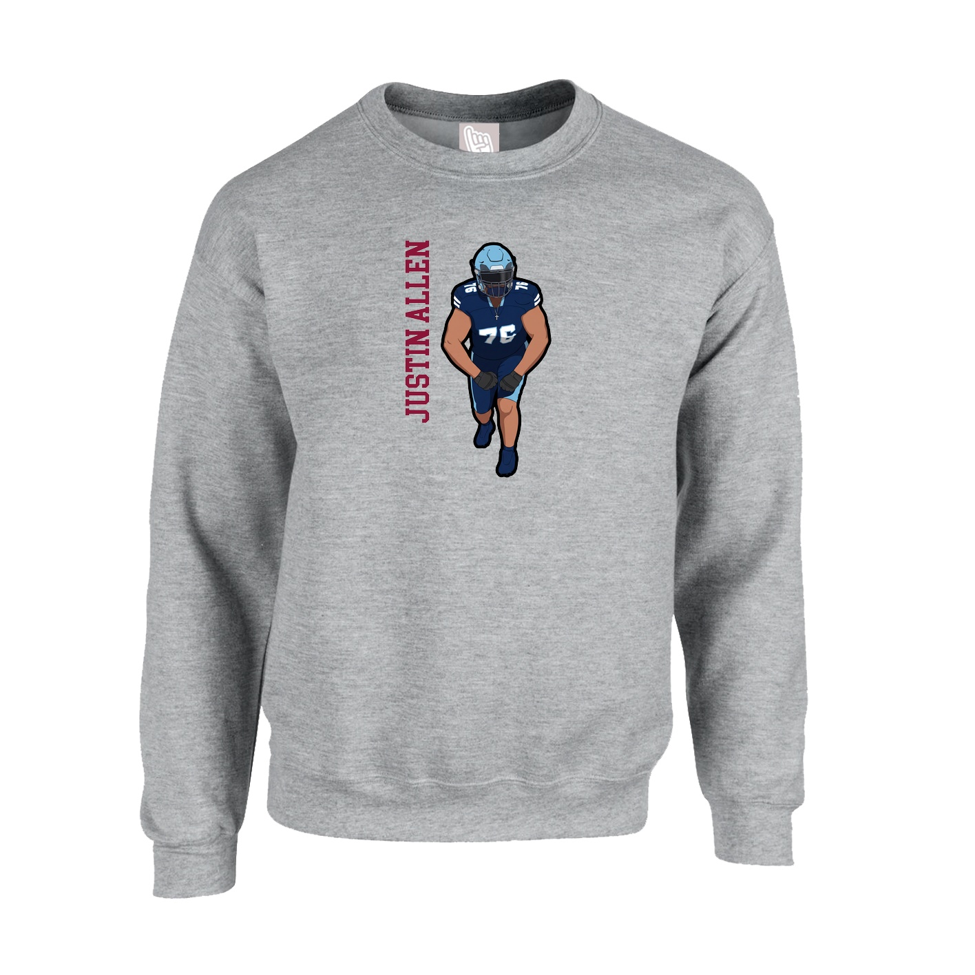 Fleece Crew — Name Vertical in Grey