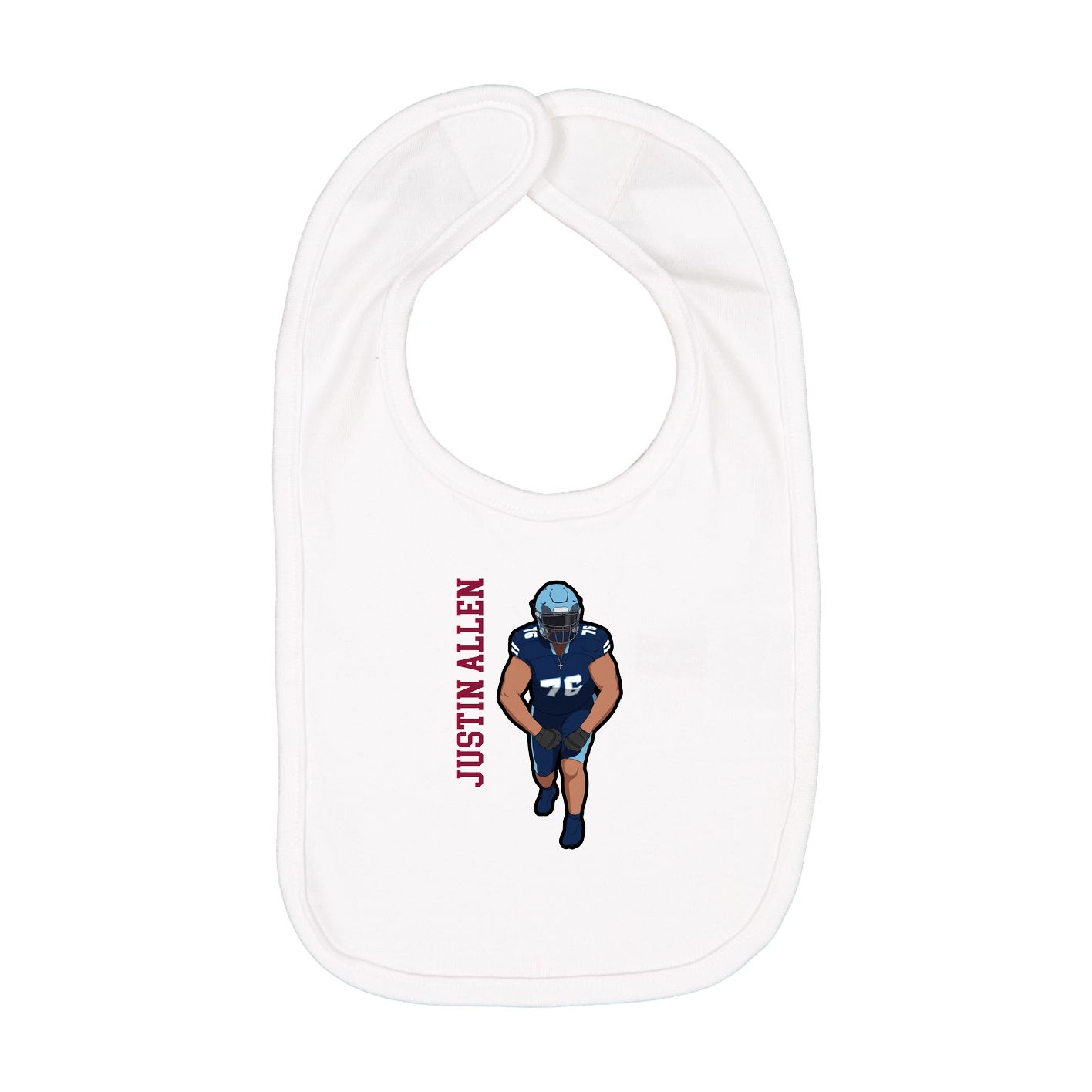 Infant Bib — Name Vertical in White