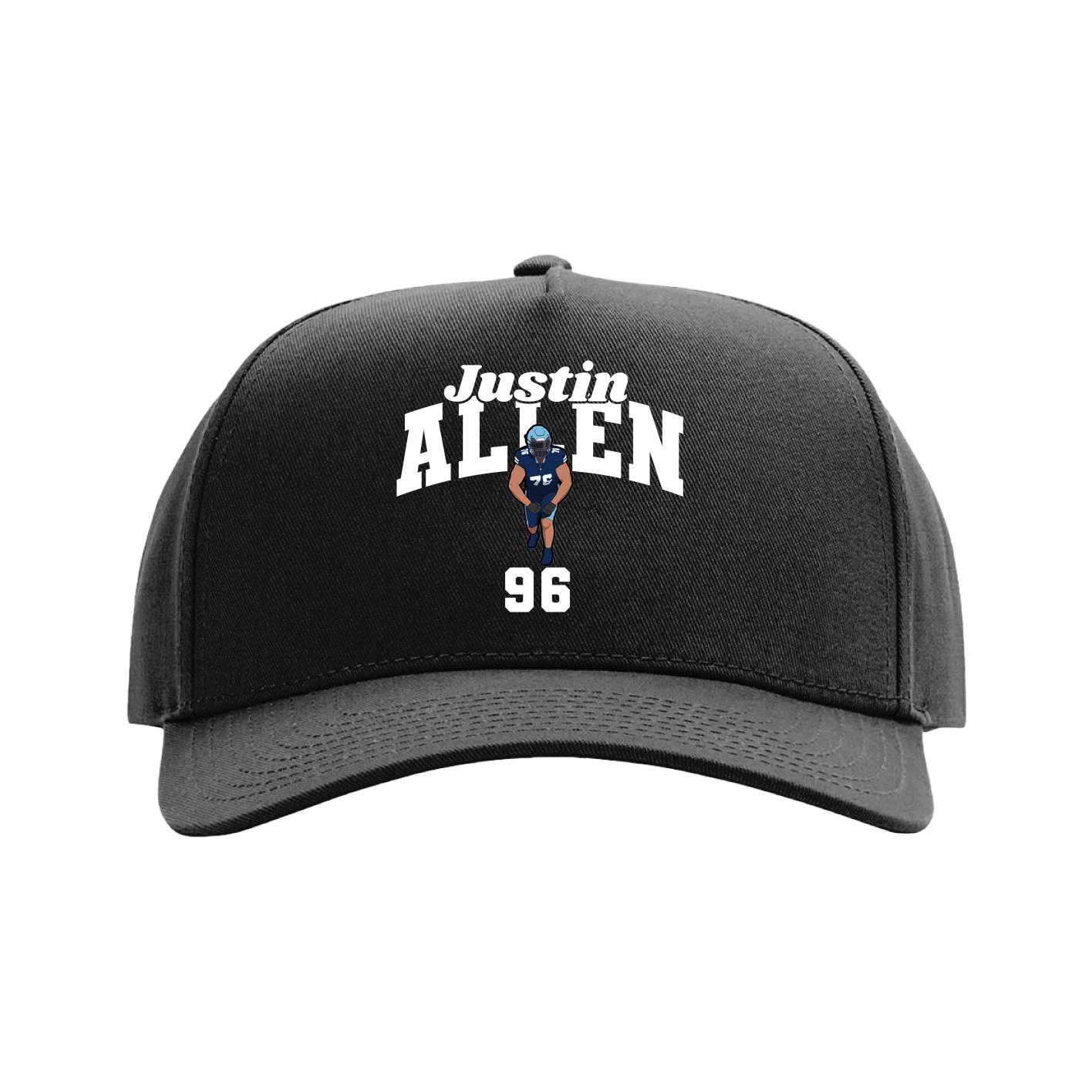 Full Fabric Five-Panel Champ Cap — Signature Arch in Black