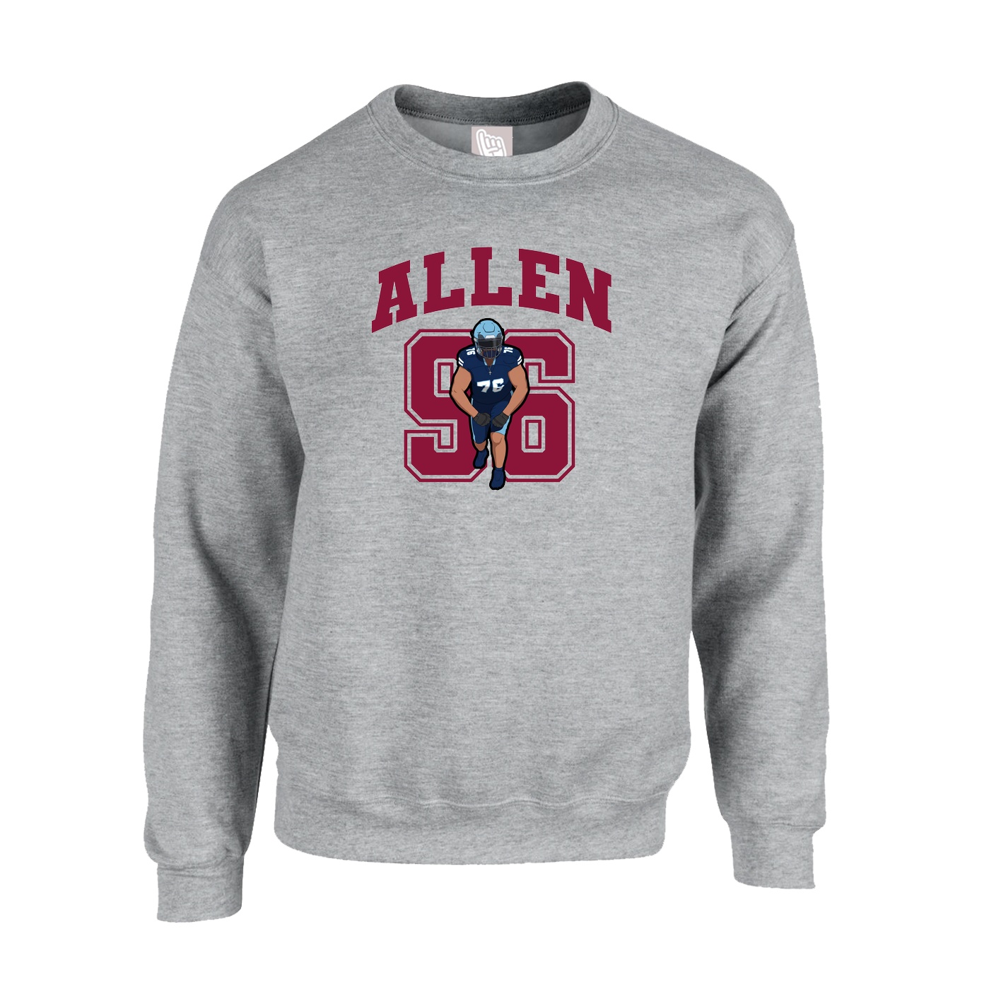 Fleece Crew — Number in Grey