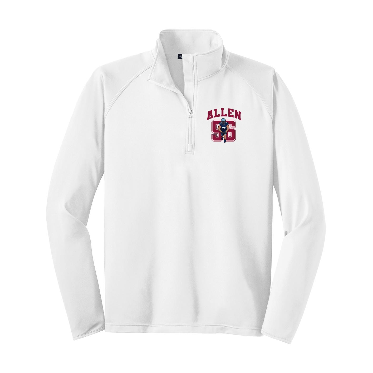 Q-Zip Pullover — Number in White