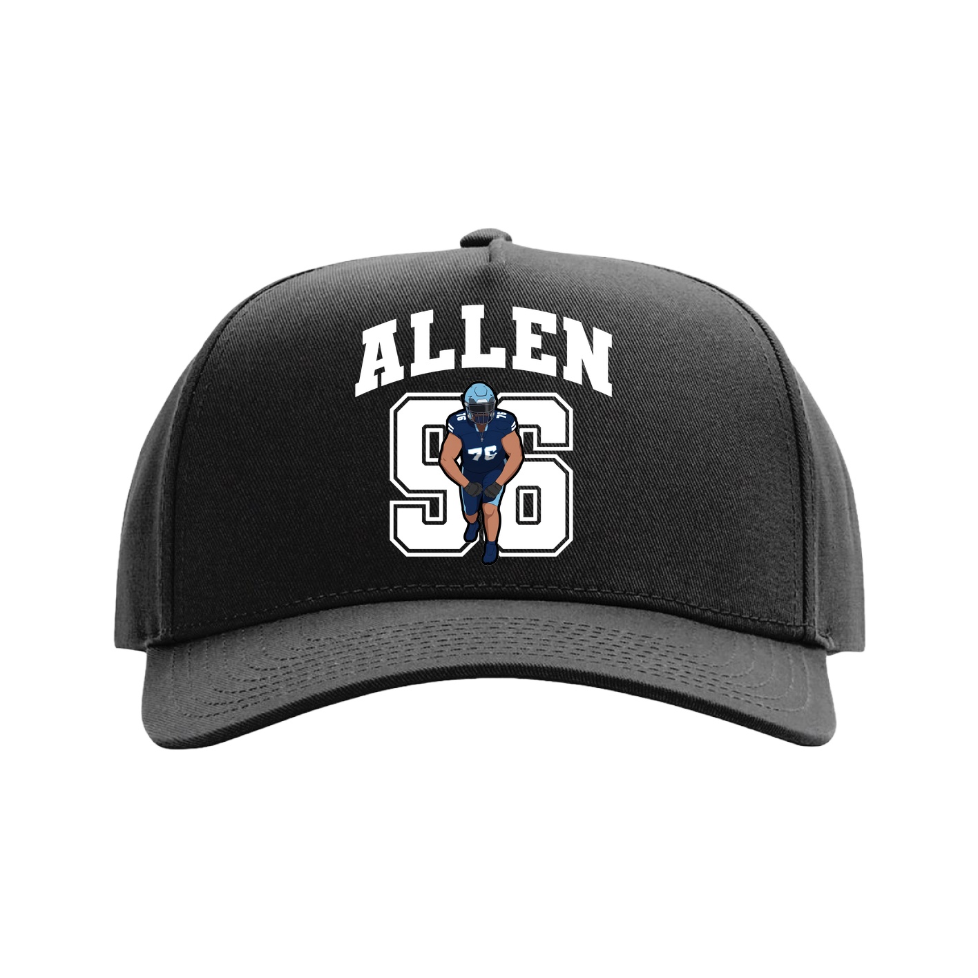Full Fabric Five-Panel Champ Cap — Number in Black