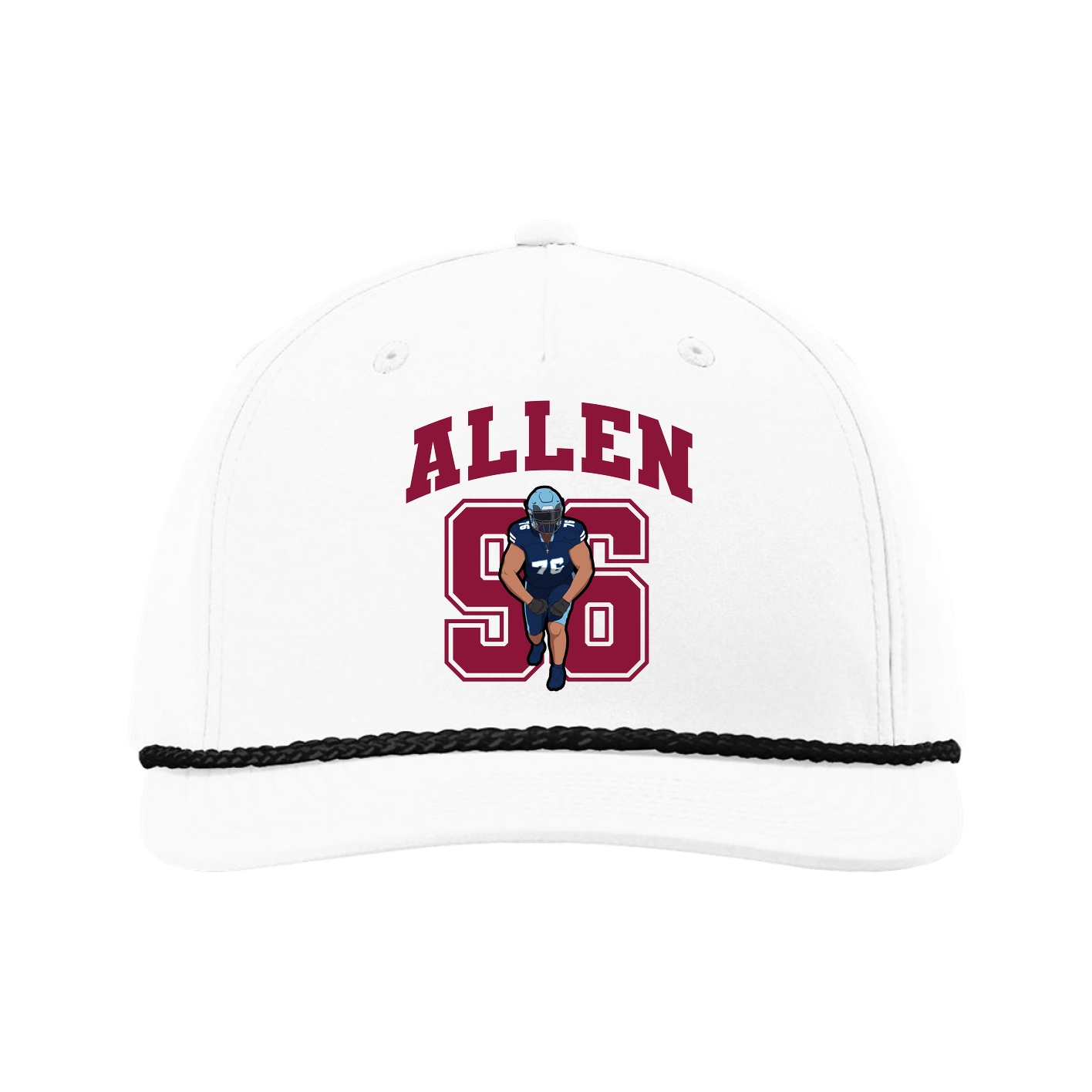 Five-Panel Classic Rope Cap — Number in White