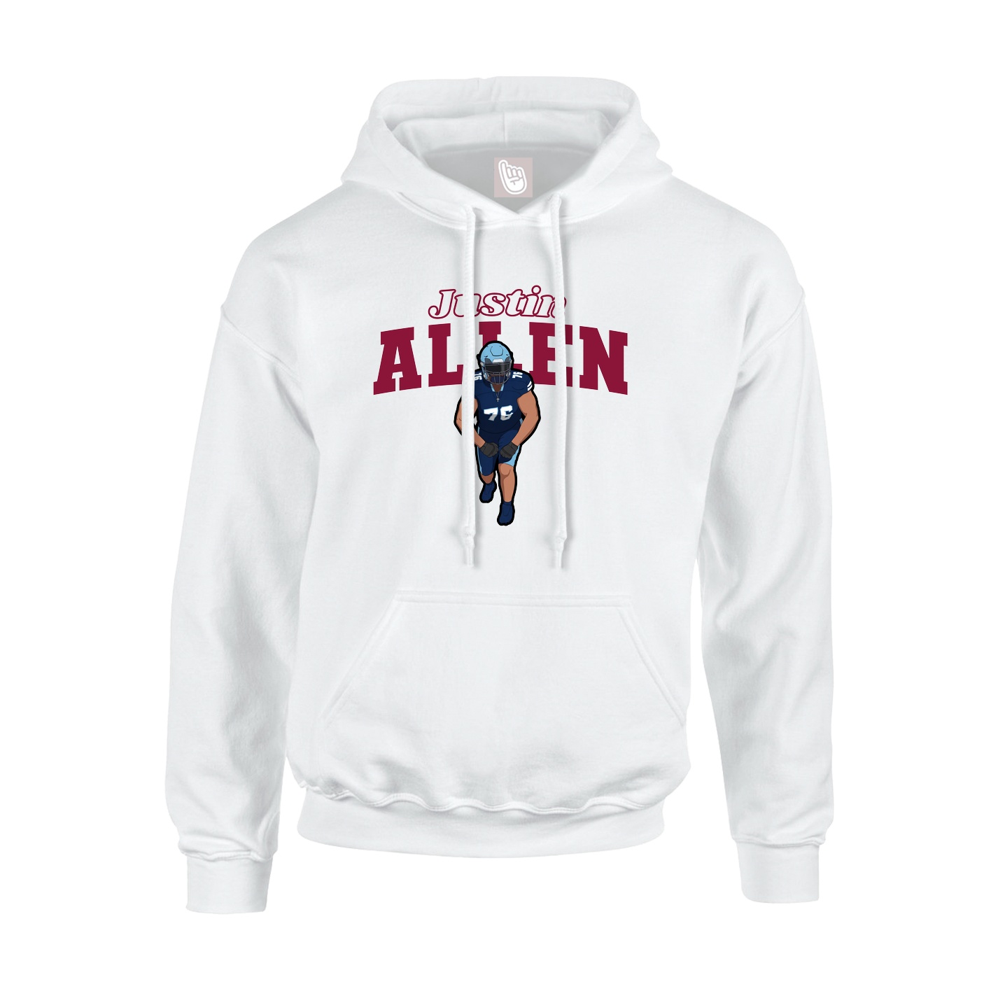Youth Hoodie — Name Arch in White