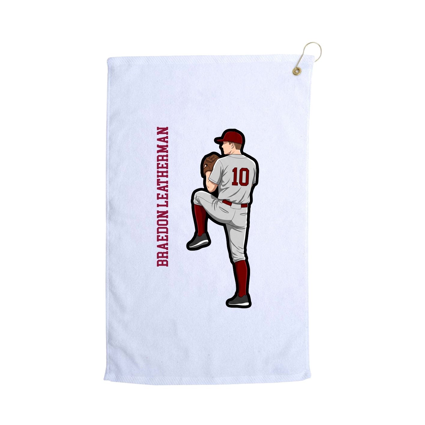 Golf Towel — Name Vertical in White