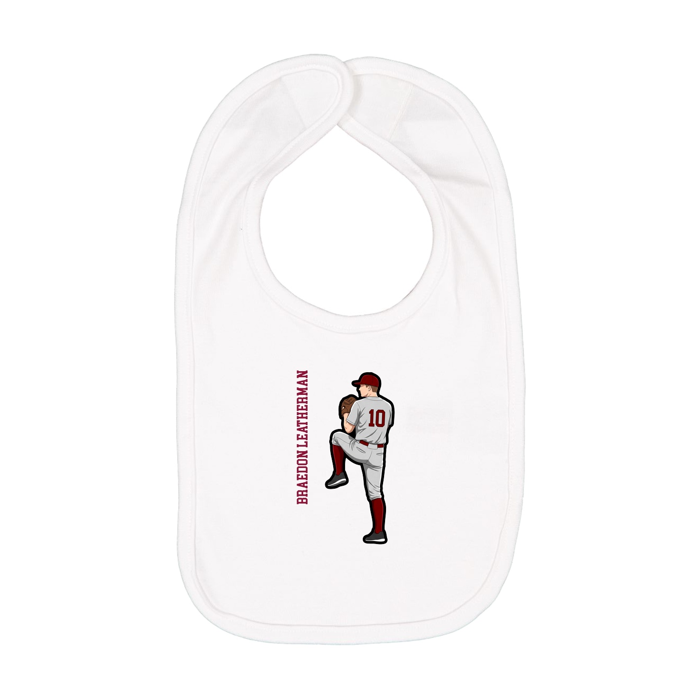 Infant Bib — Name Vertical in White