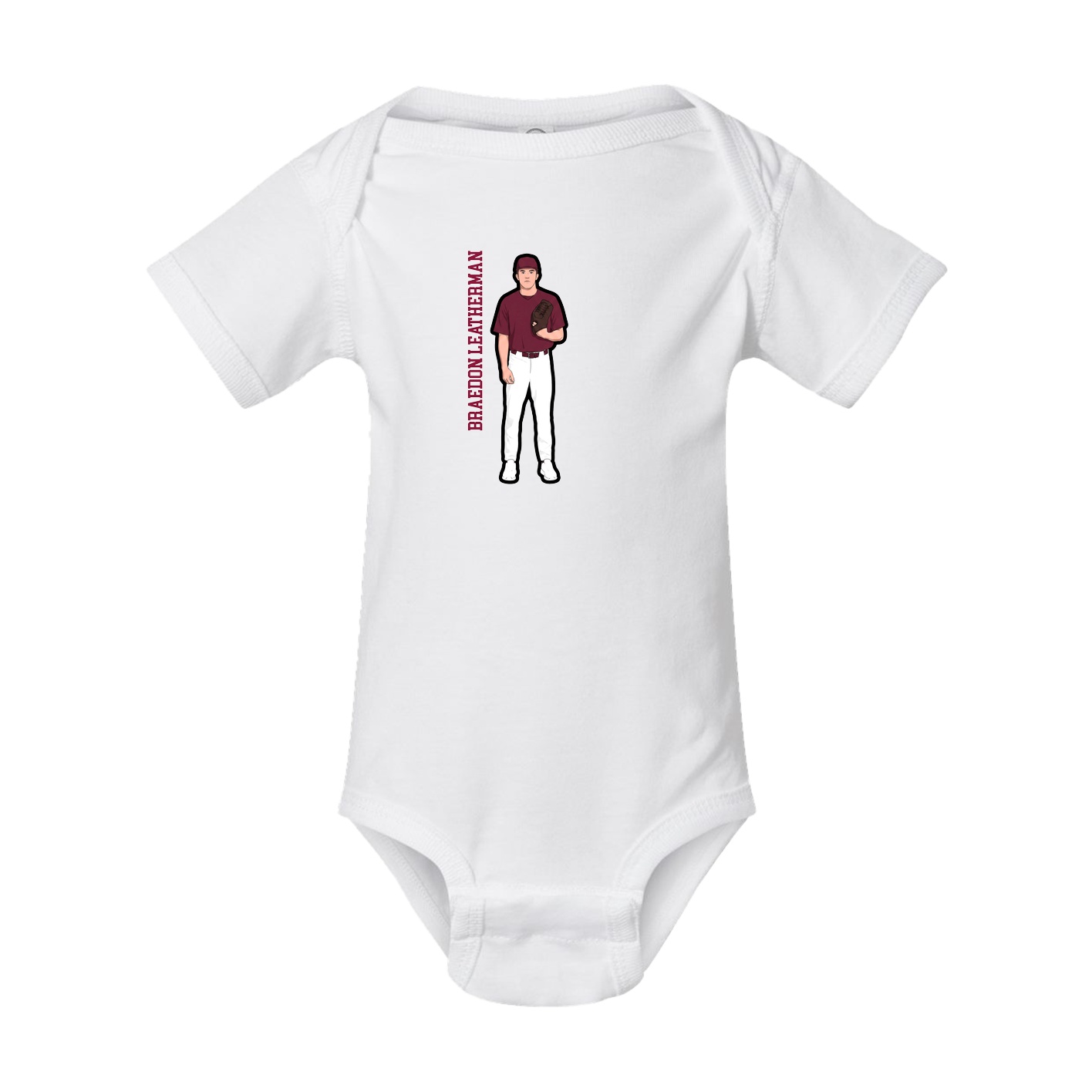 Baby Onesie — Name Vertical in White