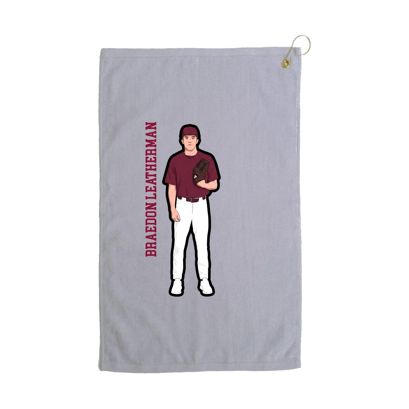 Golf Towel — Name Vertical in Grey