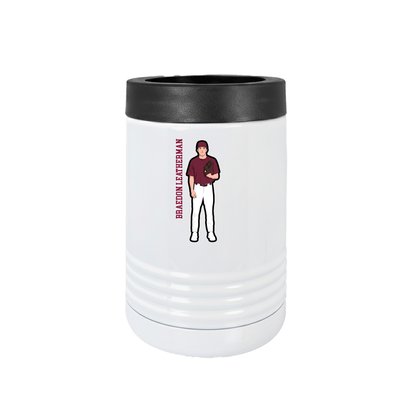 Beverage Holder — Name Vertical in White