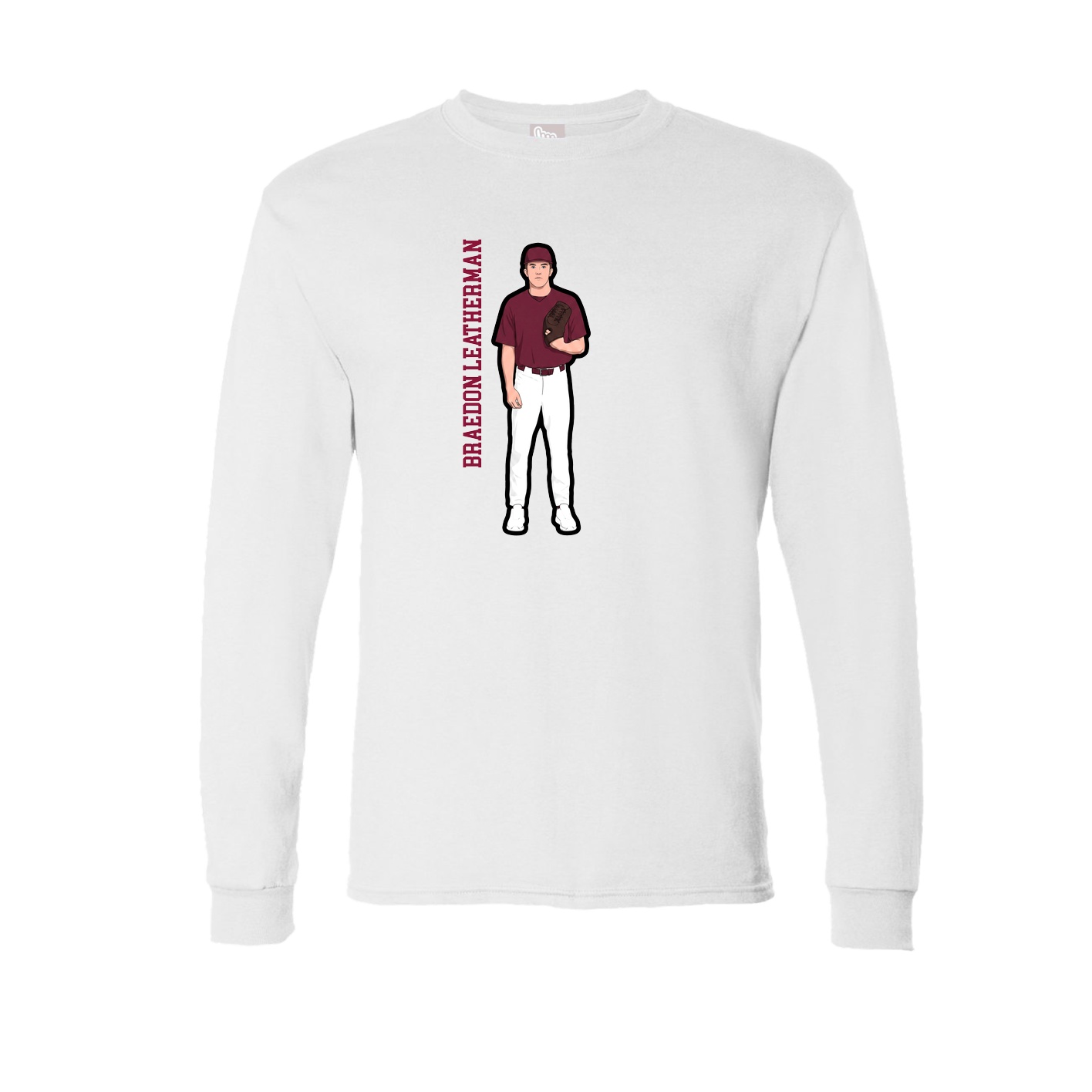 Long Sleeve Tee — Name Vertical in White