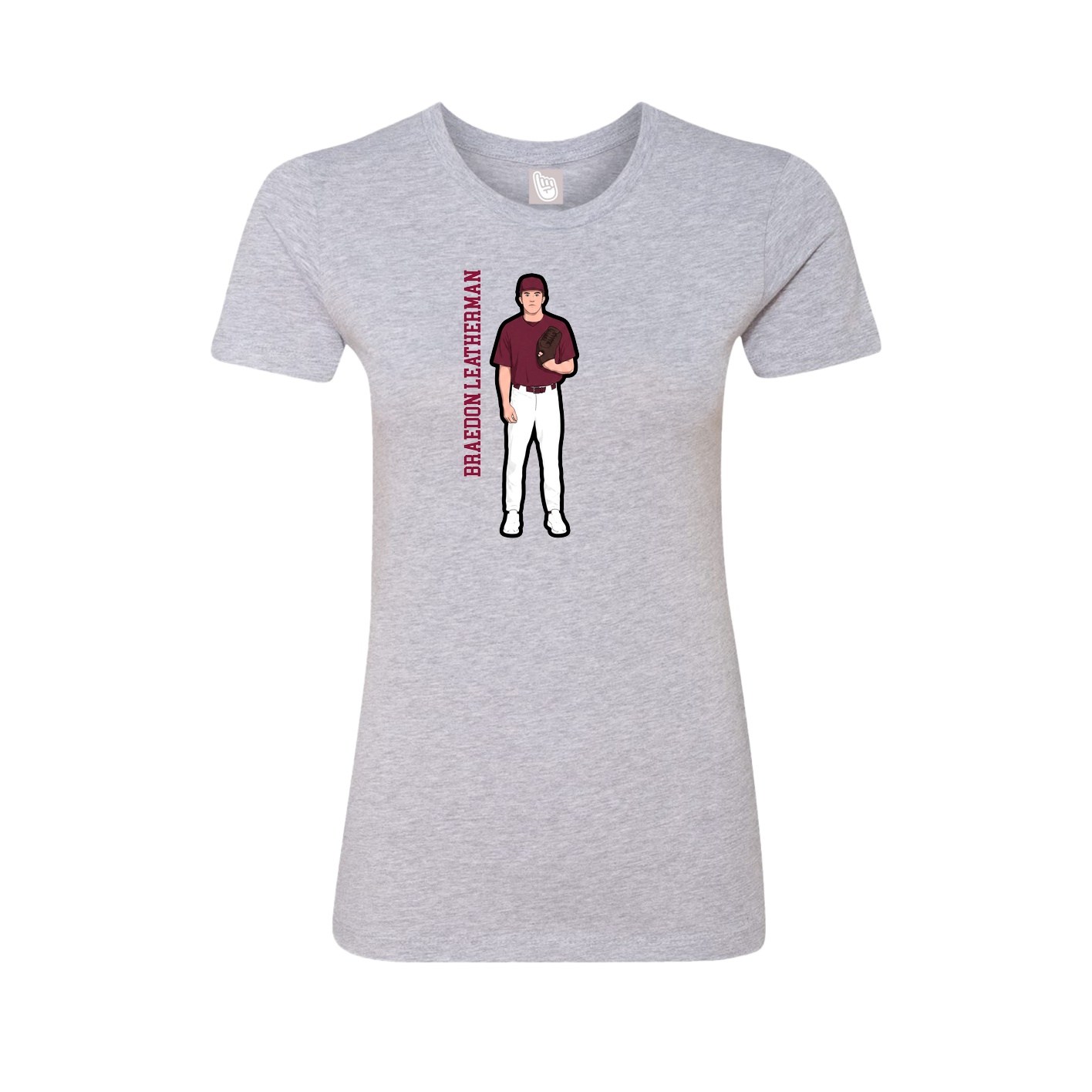 Fitted Women's Tee — Name Vertical in Grey