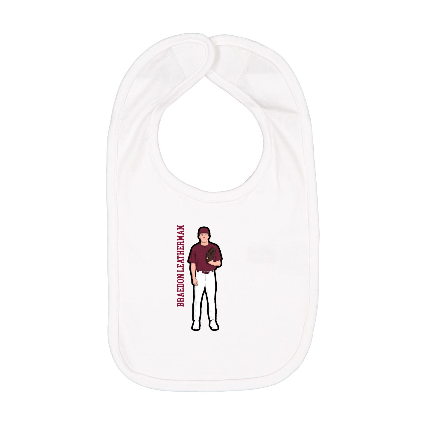 Infant Bib — Name Vertical in White