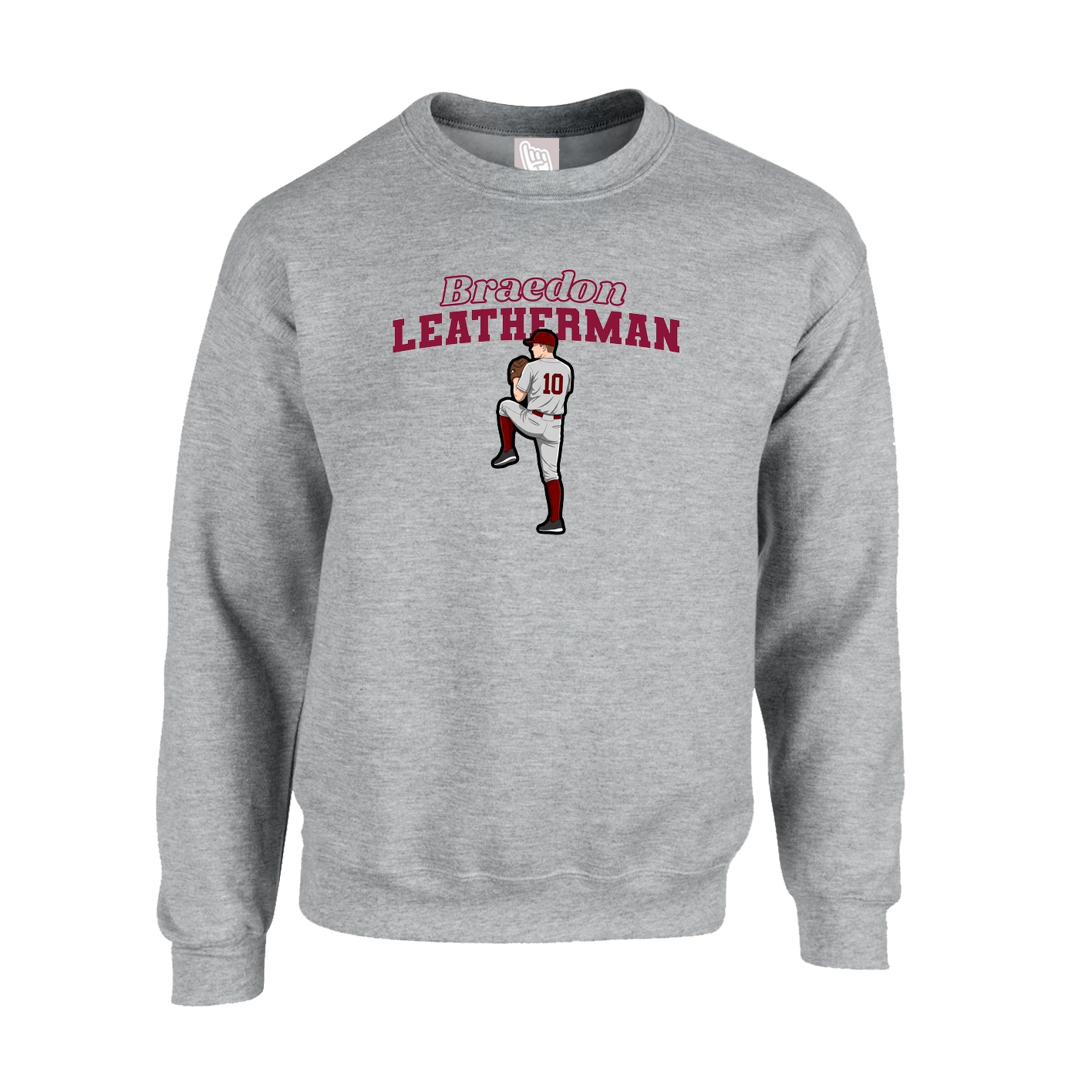 Fleece Crew — Name Arch in Grey