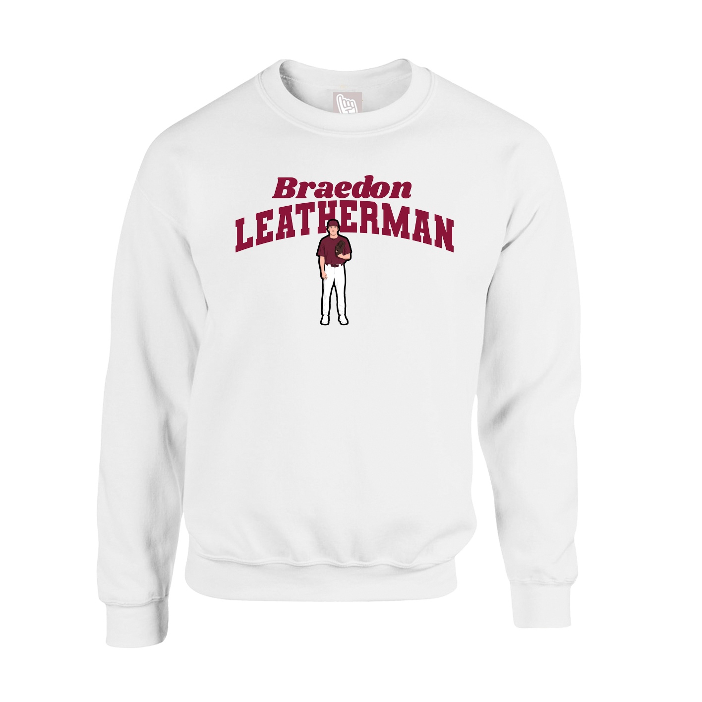 Fleece Crew — Signature Arch in White