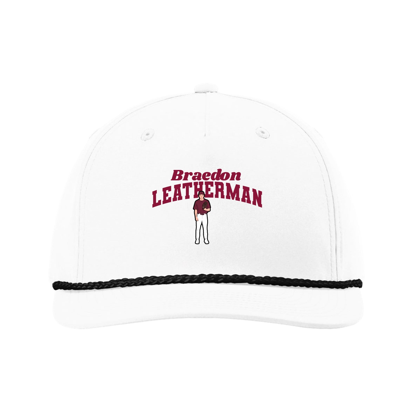 Five-Panel Classic Rope Cap — Signature Arch in White