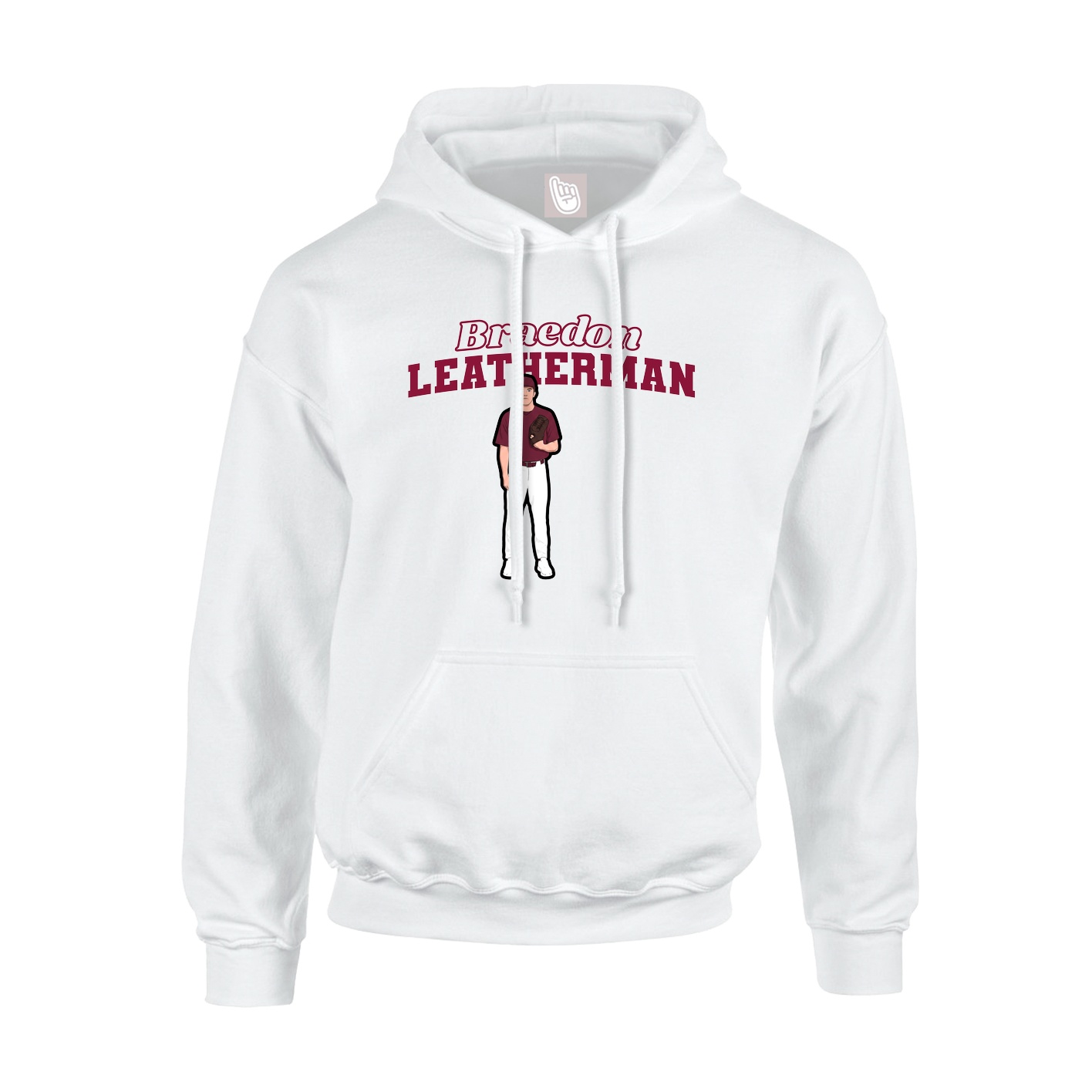 Youth Hoodie — Name Arch in White