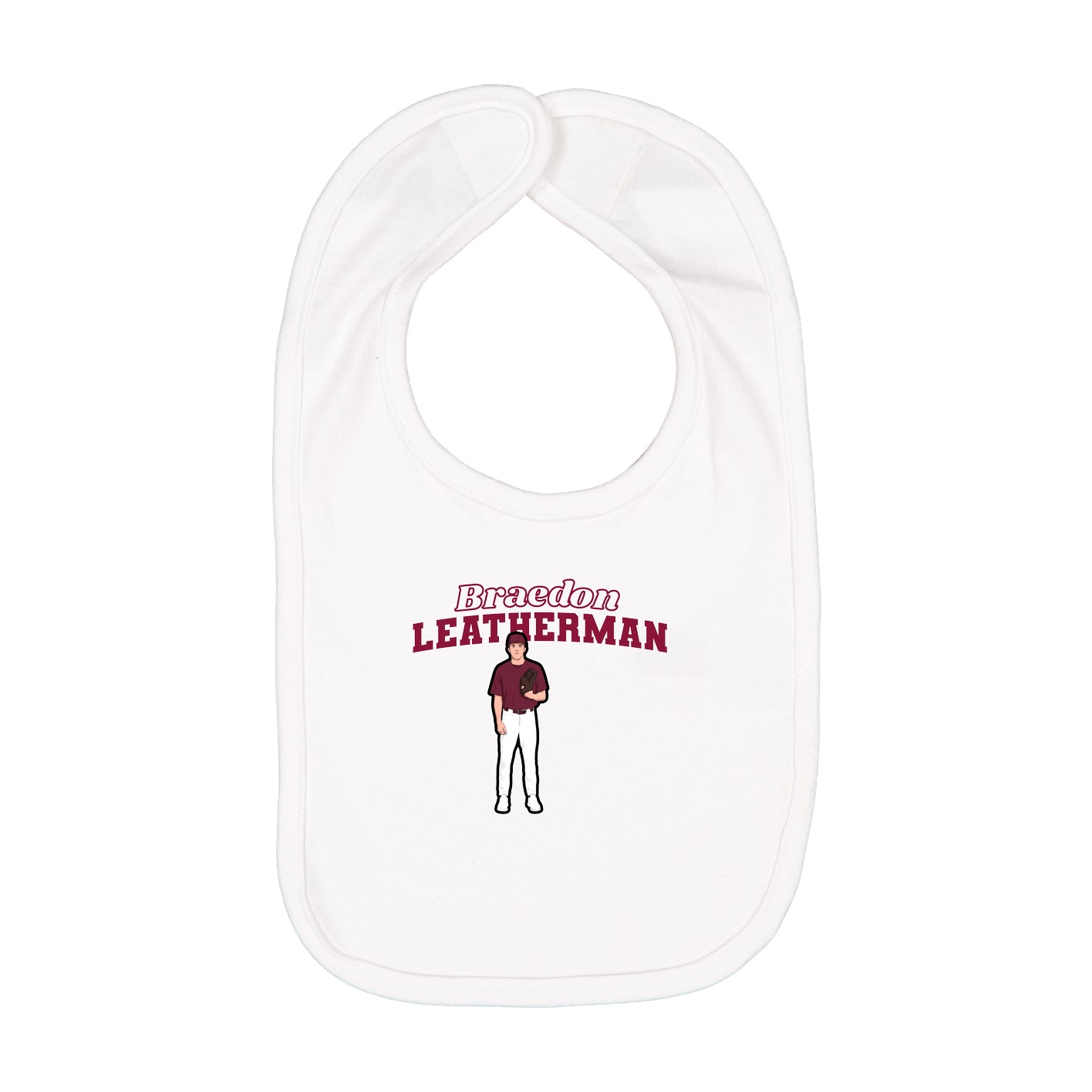 Infant Bib — Name Arch in White