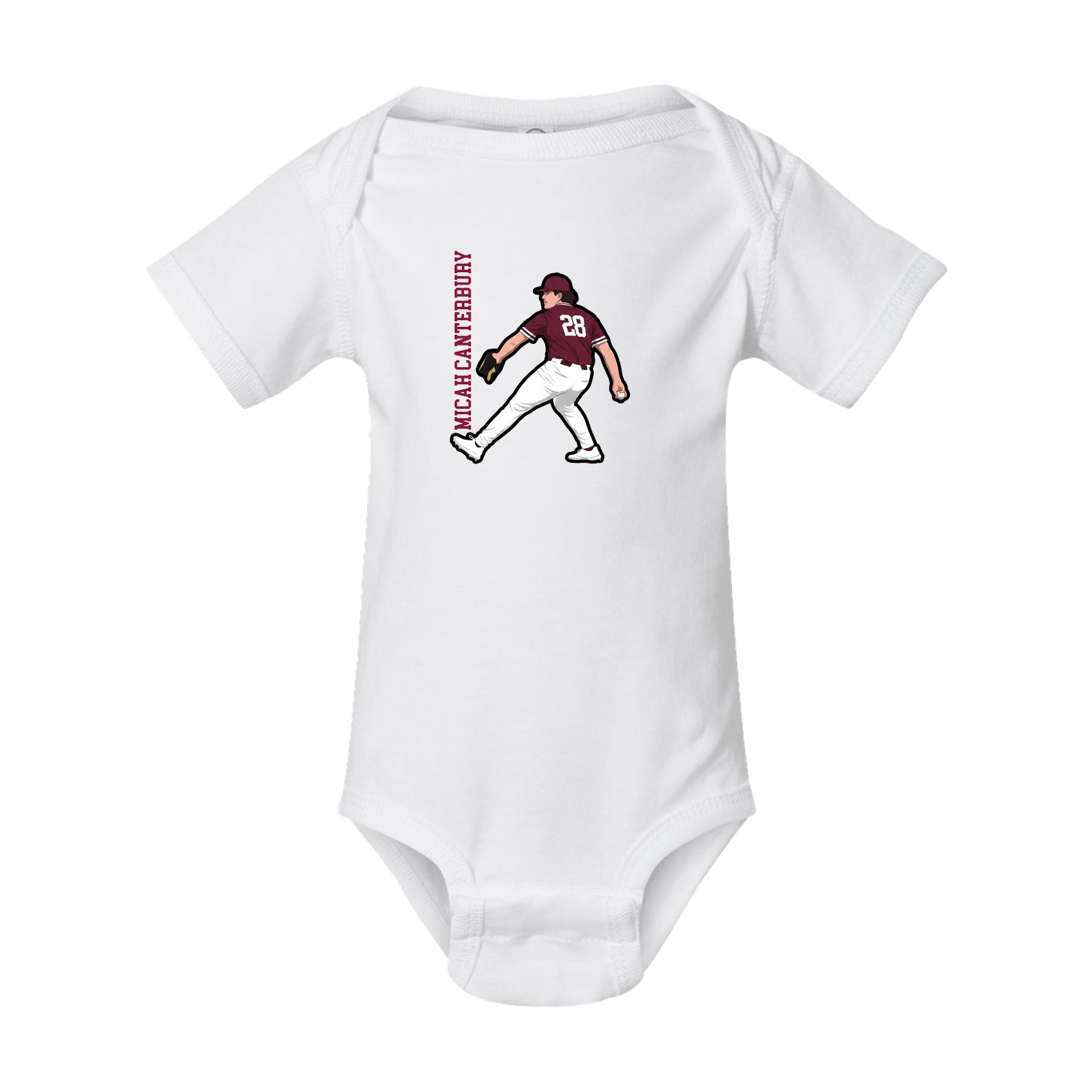 Baby Onesie — Name Vertical in White