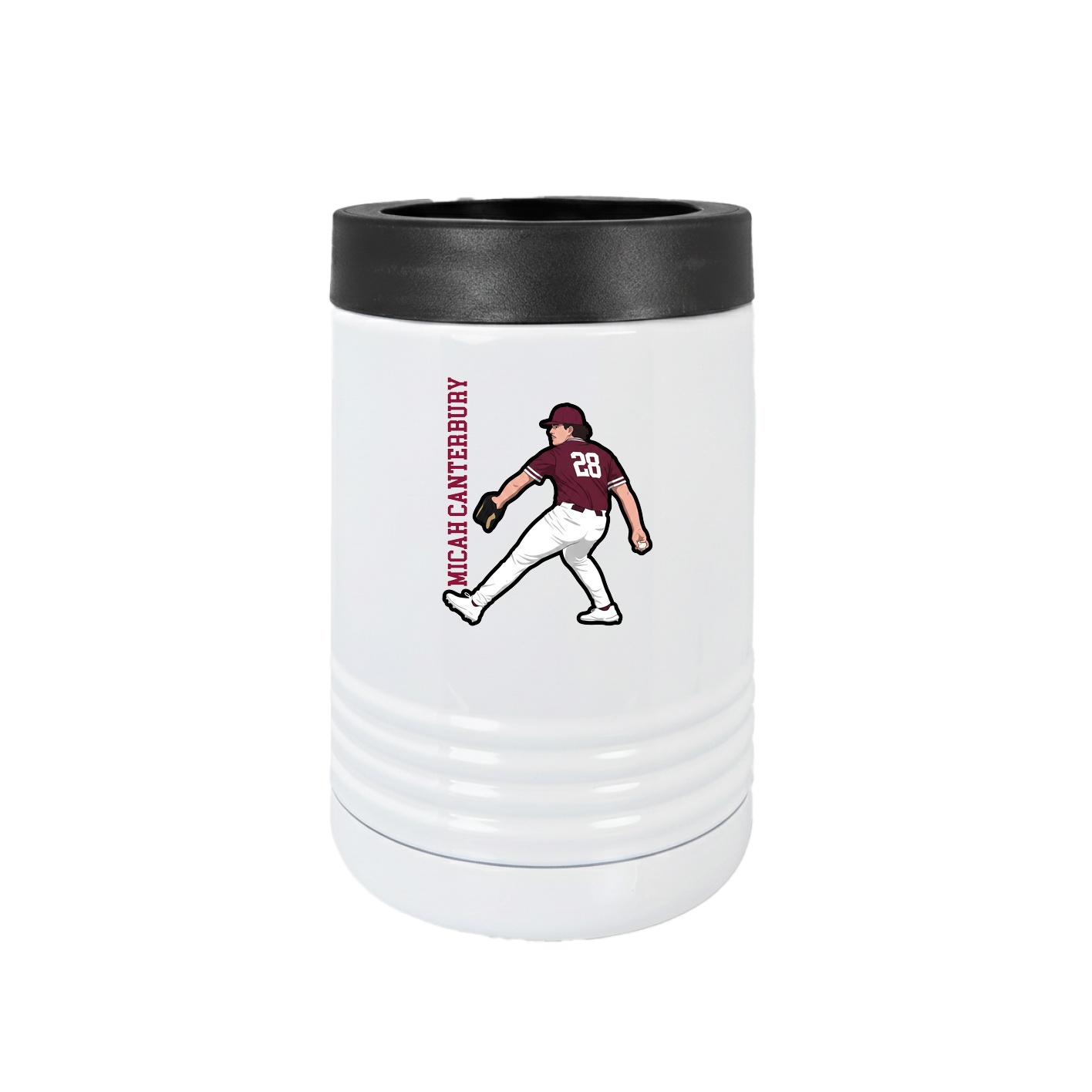 Beverage Holder — Name Vertical in White