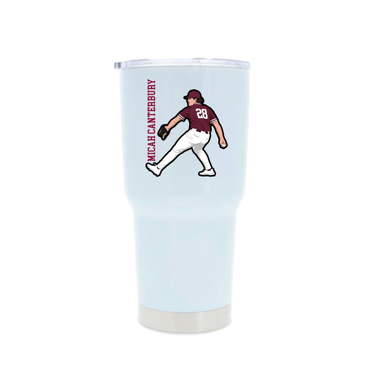 30oz Stainless Steel Tumbler — Name Vertical in White