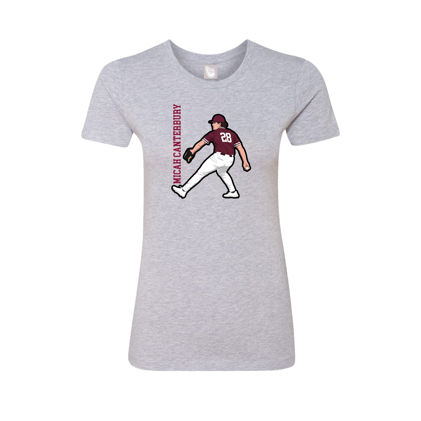 Fitted Women's Tee — Name Vertical in Grey