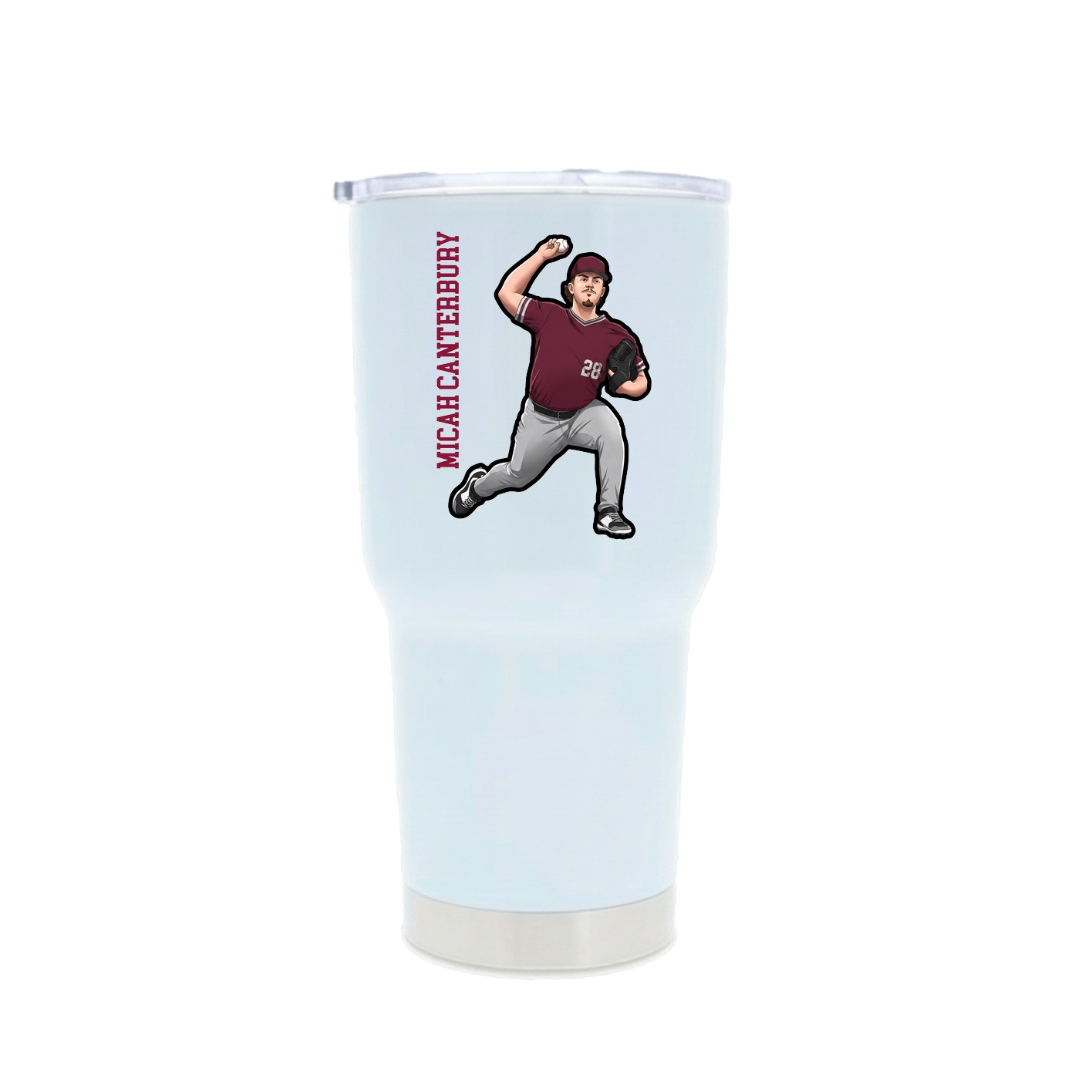 30oz Stainless Steel Tumbler — Name Vertical in White