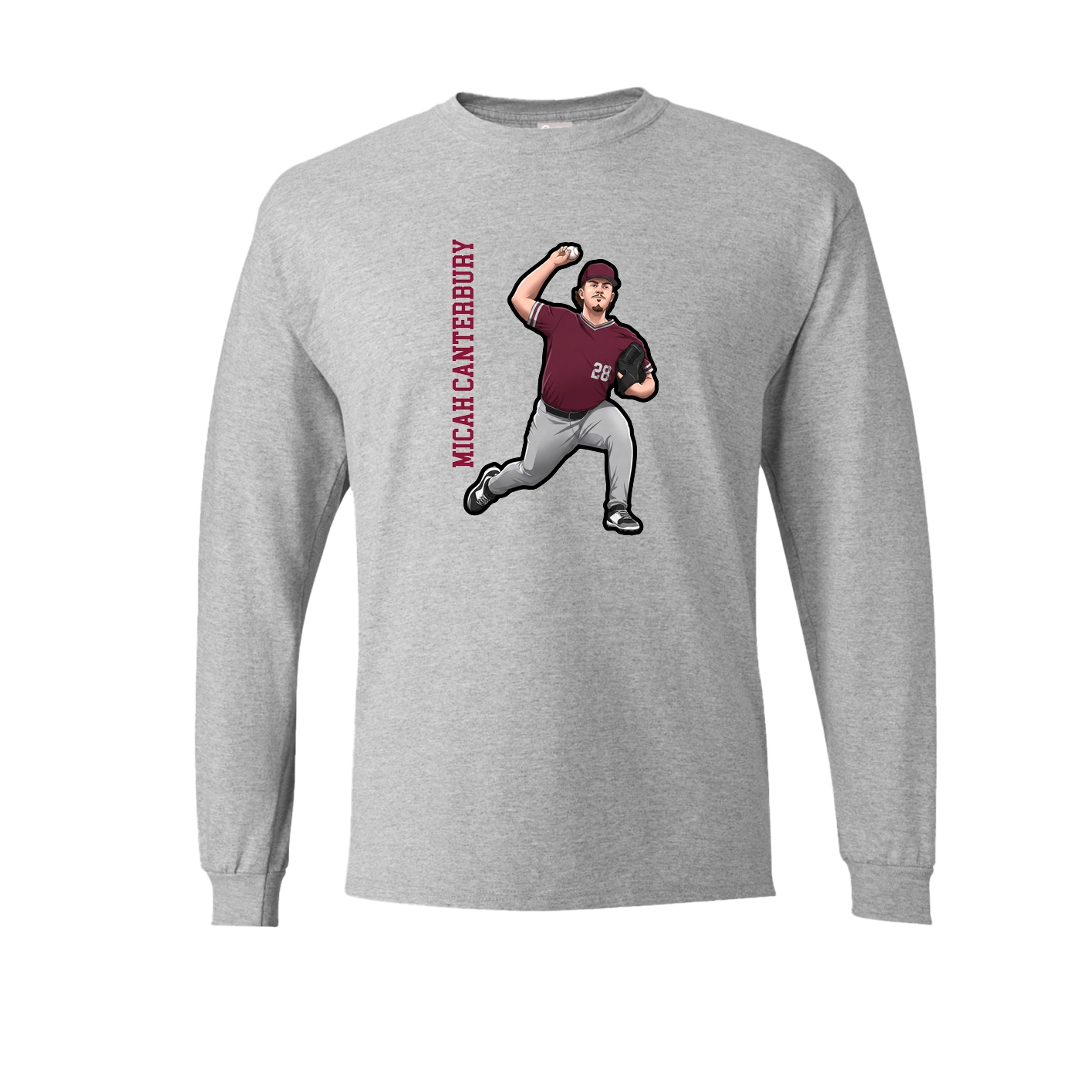 Long Sleeve Tee — Name Vertical in Grey