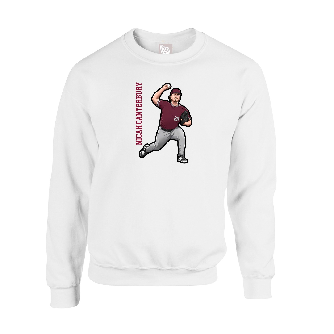 Fleece Crew — Name Vertical in White