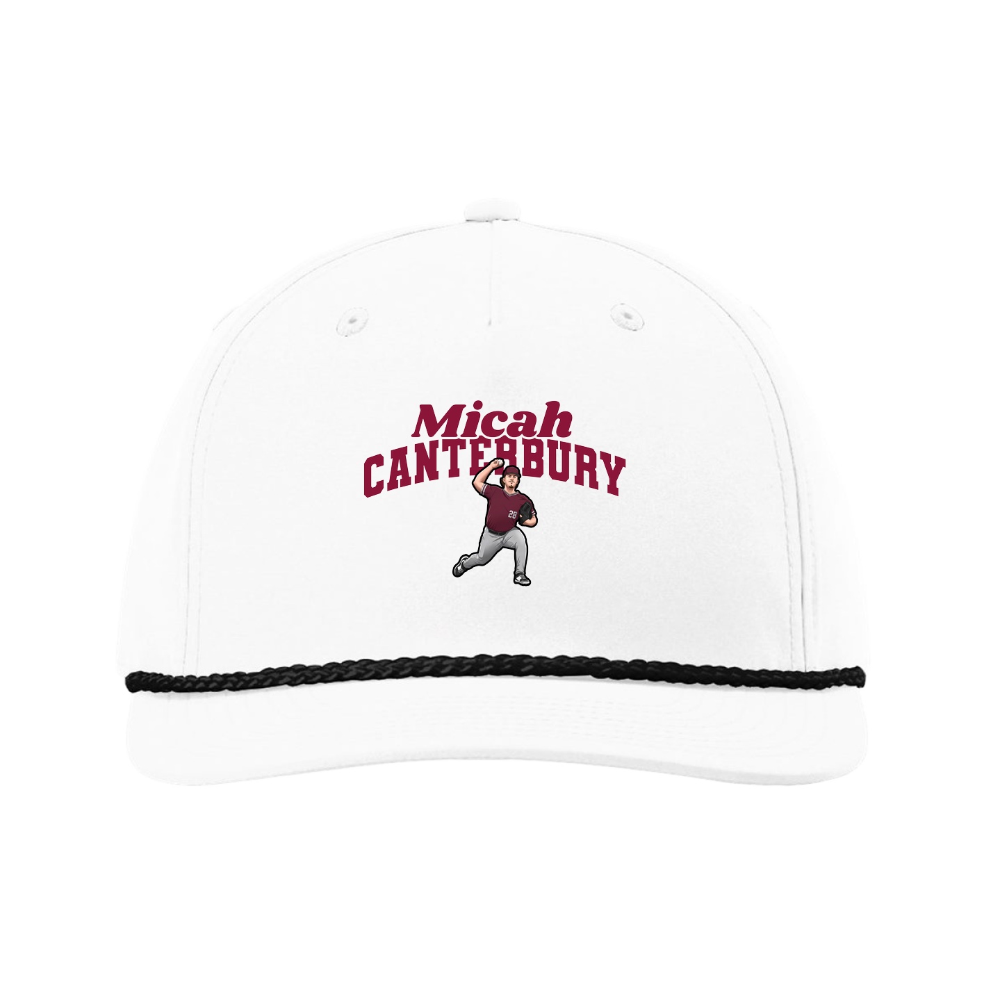 Five-Panel Classic Rope Cap — Signature Arch in White