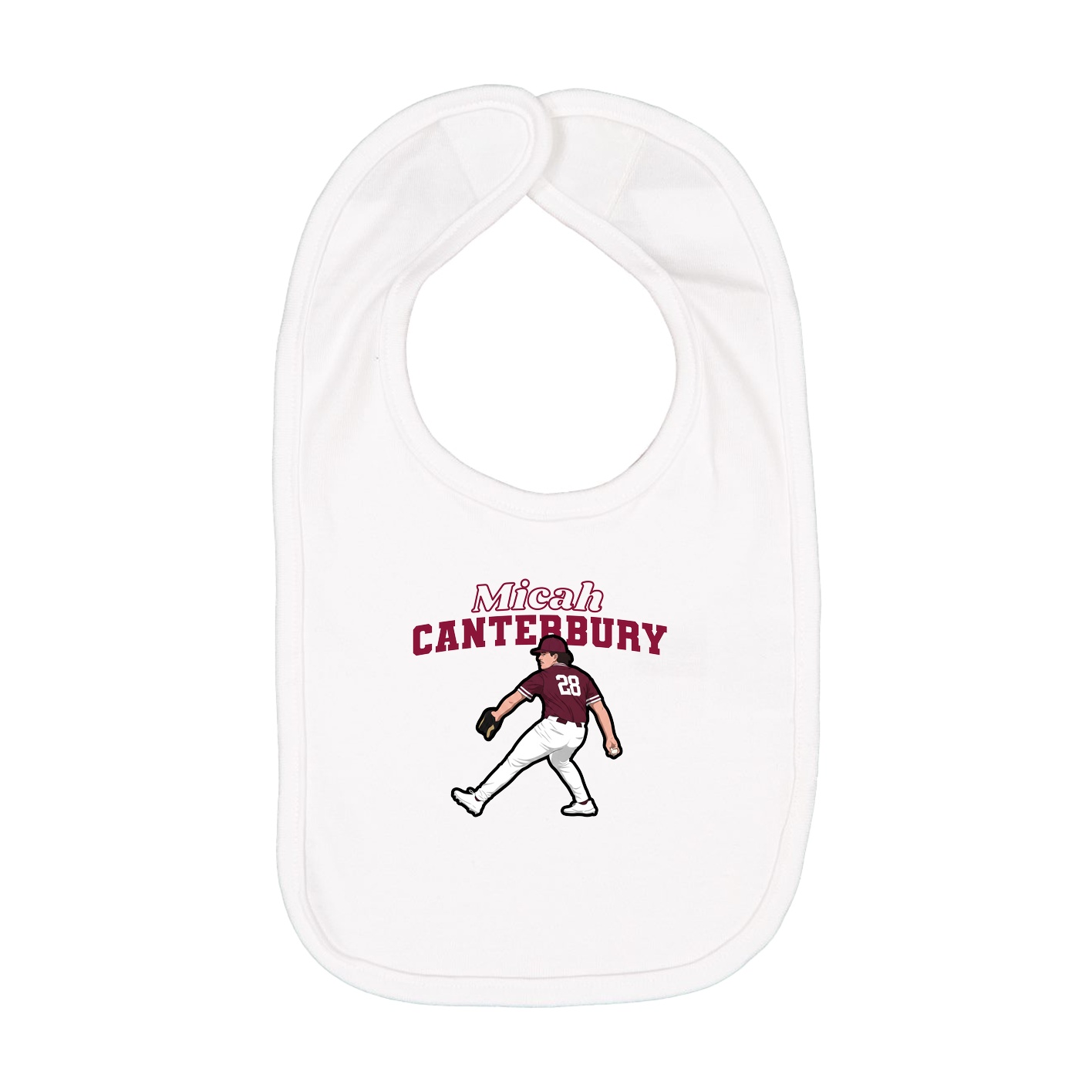 Infant Bib — Name Arch in White