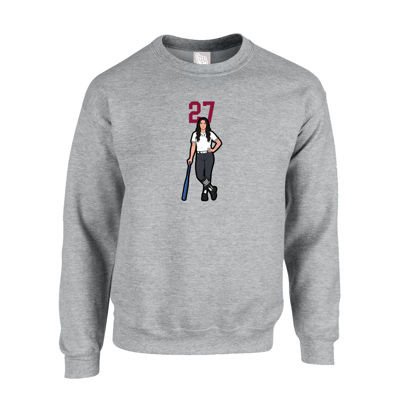 Fleece Crew — Number Top in Grey